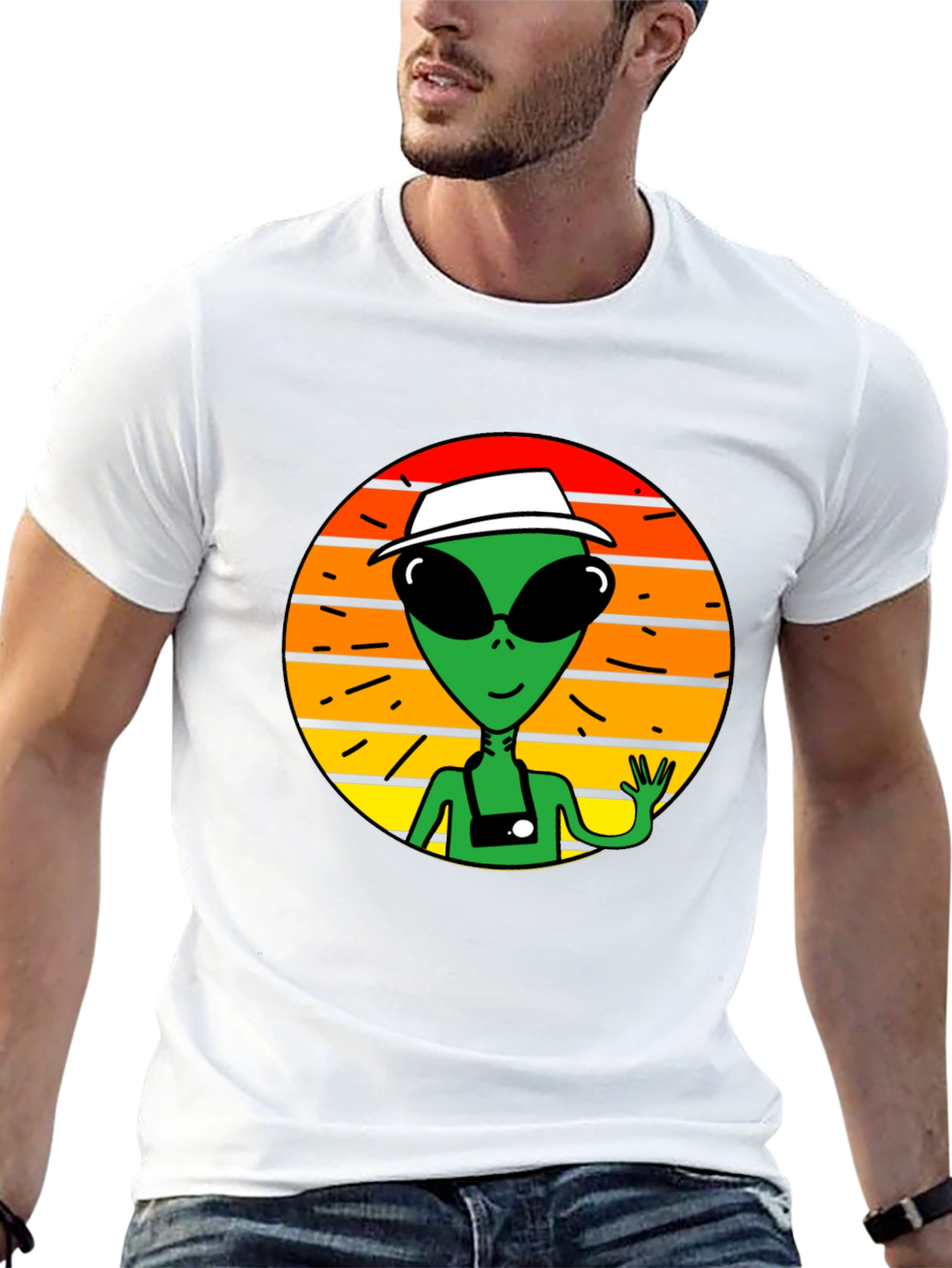 Retro Alien Graphic Tee - Space Tourist T-Shirt