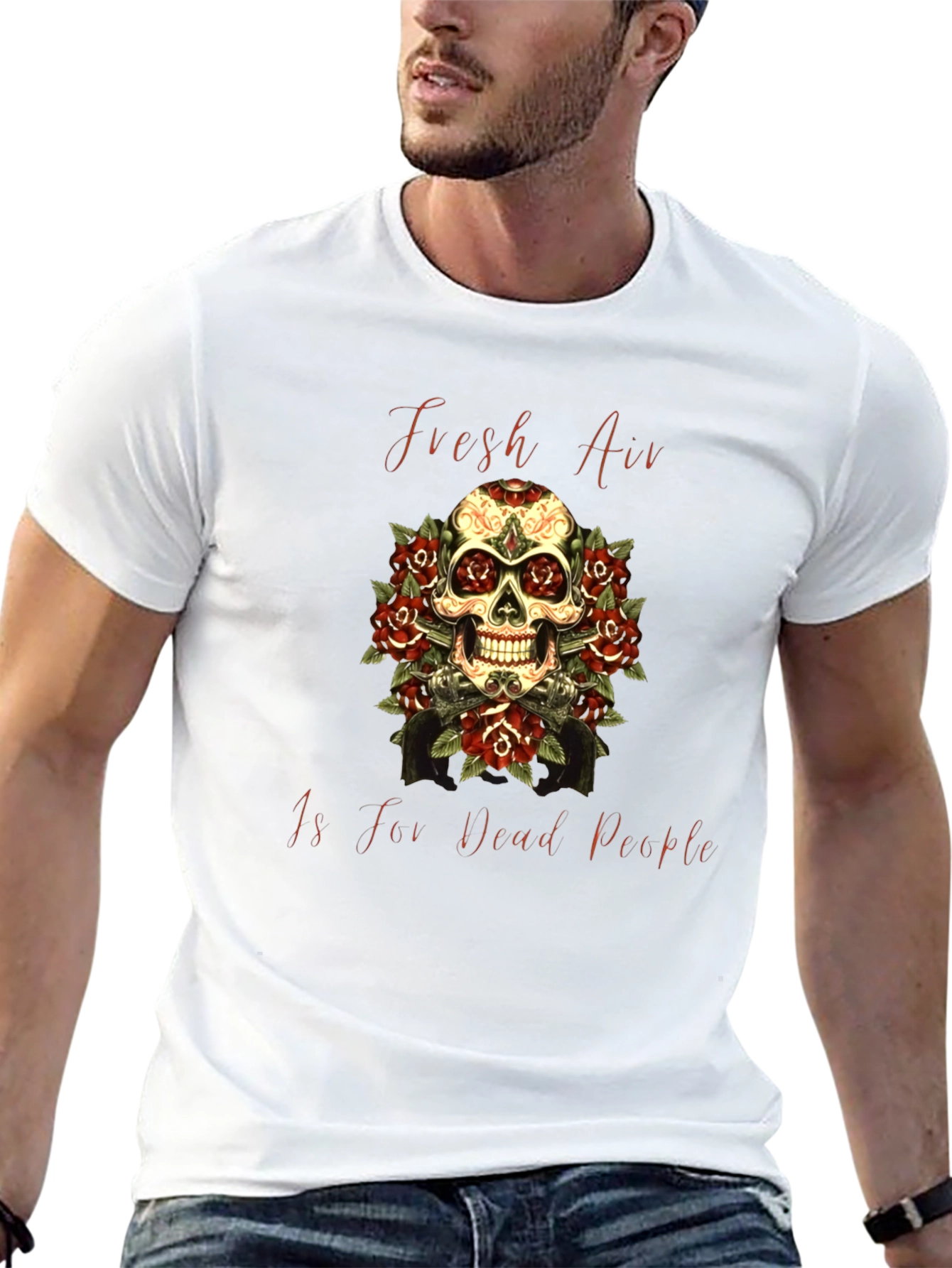 Fresh Air Dead People Skull Graphic T-Shirt