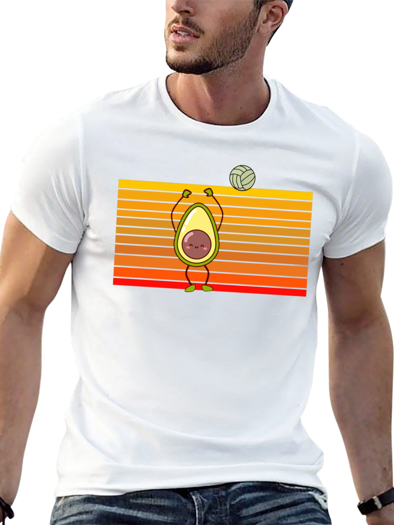 Avocado Volleyball Retro Graphic T-Shirt