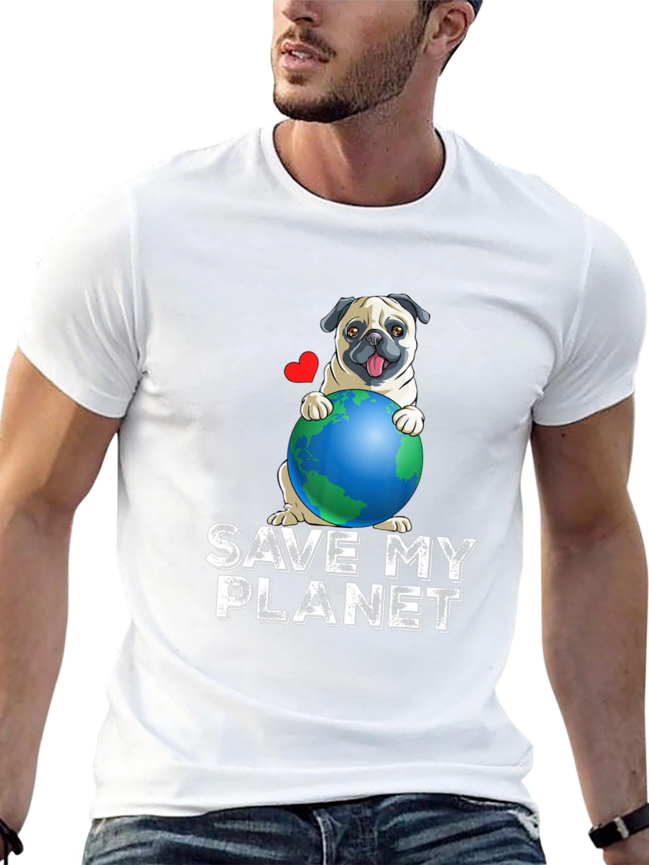 Save My Planet Pug T-Shirt - Earth Day Apparel