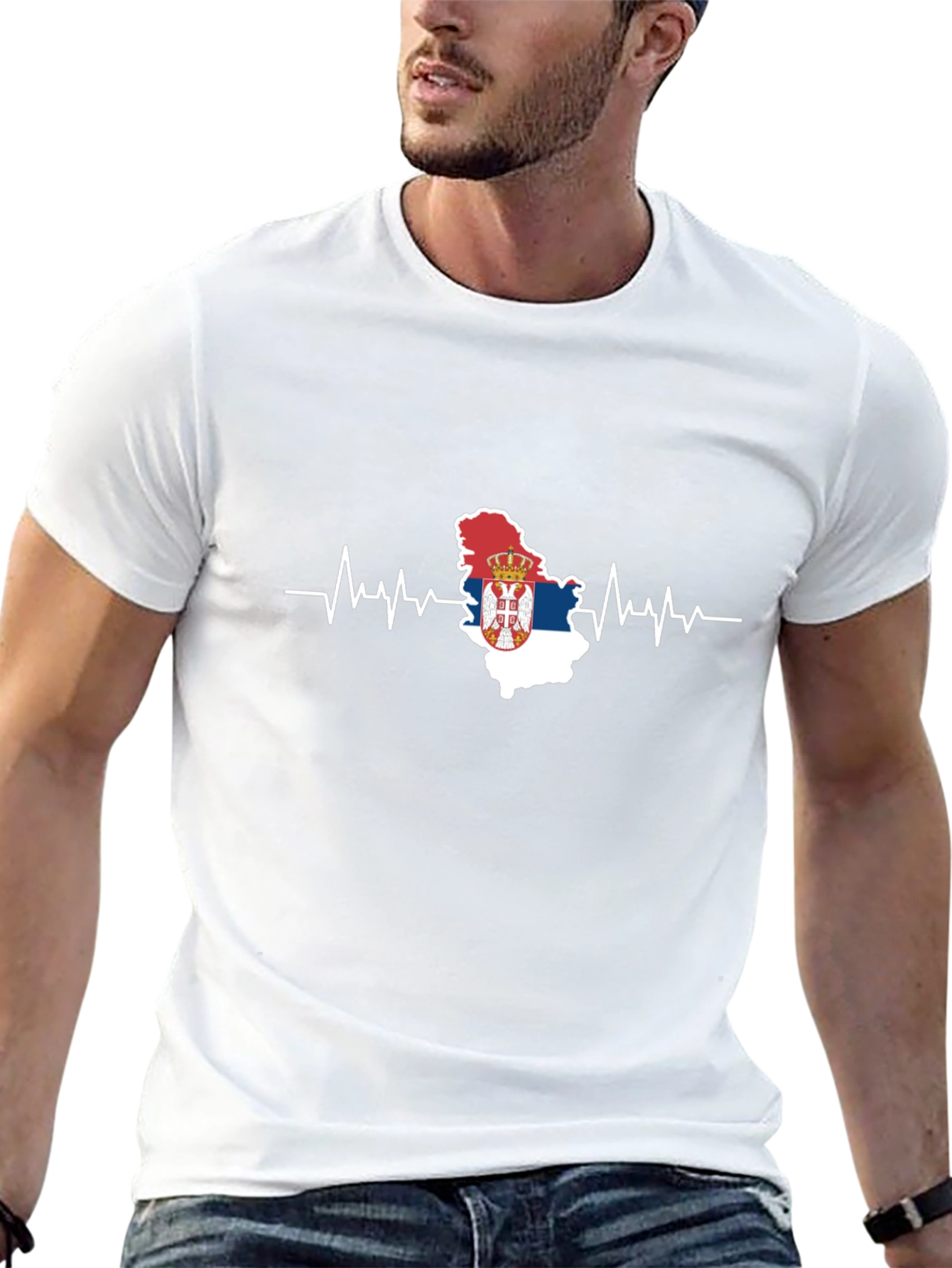 Serbia Flag Heartbeat T-Shirt