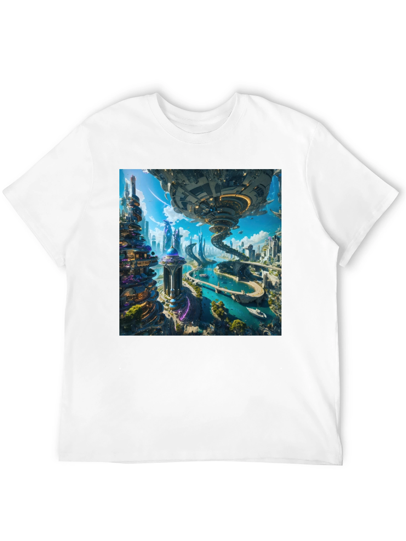 Futuristic Cityscape T-Shirt - Sci-Fi Style