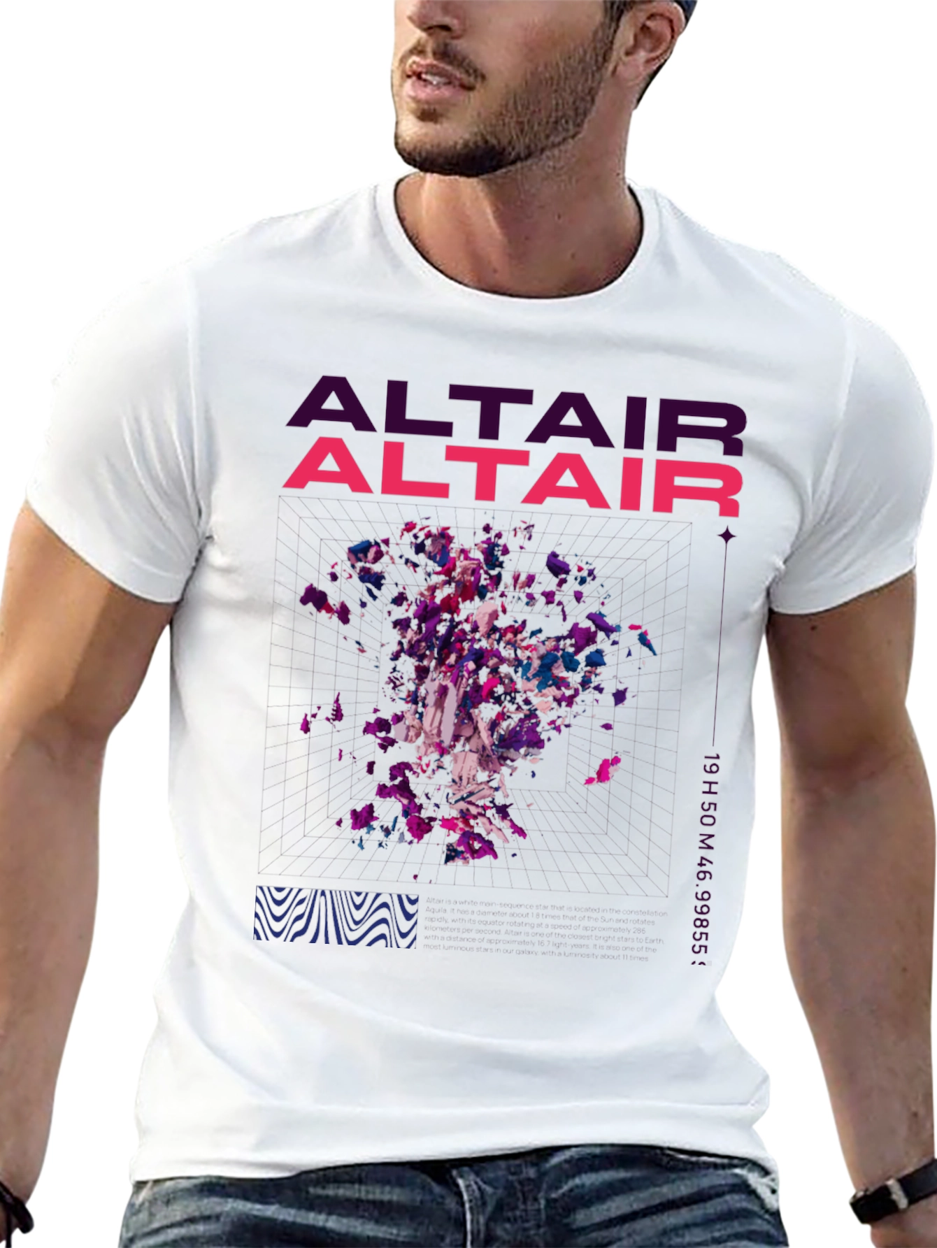 Abstract Altair Graphic Print Black T-Shirt