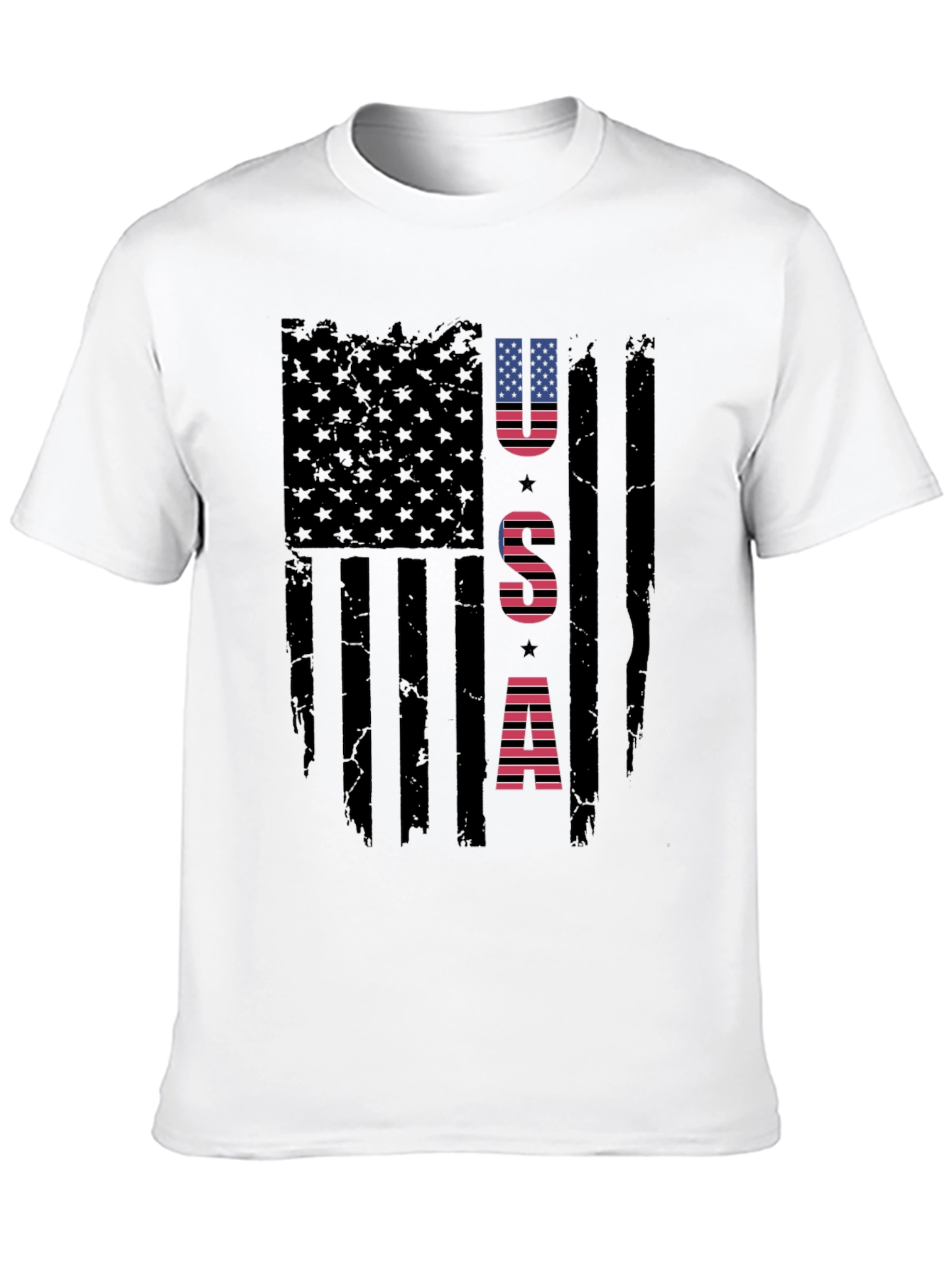 USA Flag Graphic Print Crew Neck T-Shirt