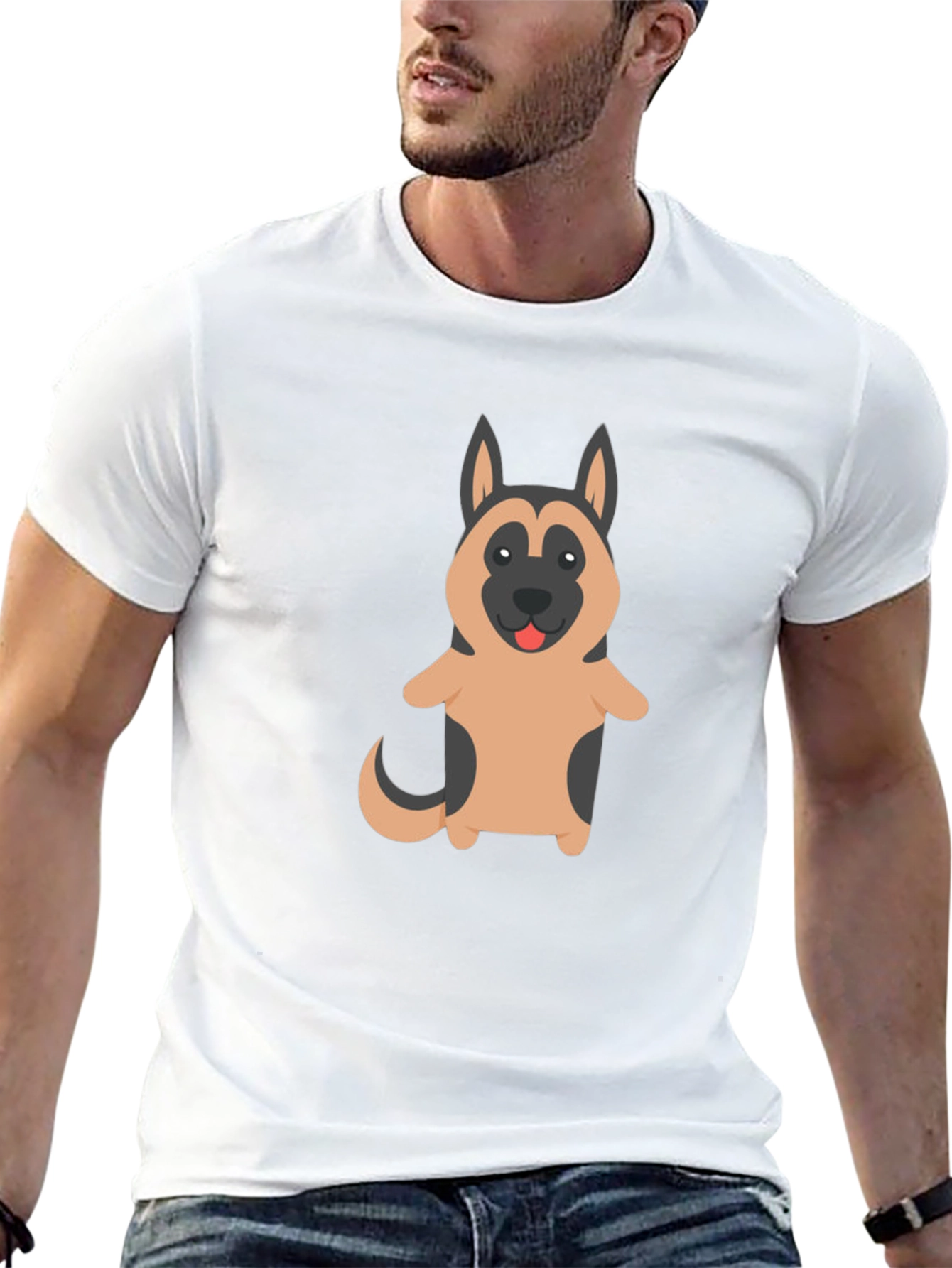 German Shepherd Dog Cartoon Graphic T-Shirt