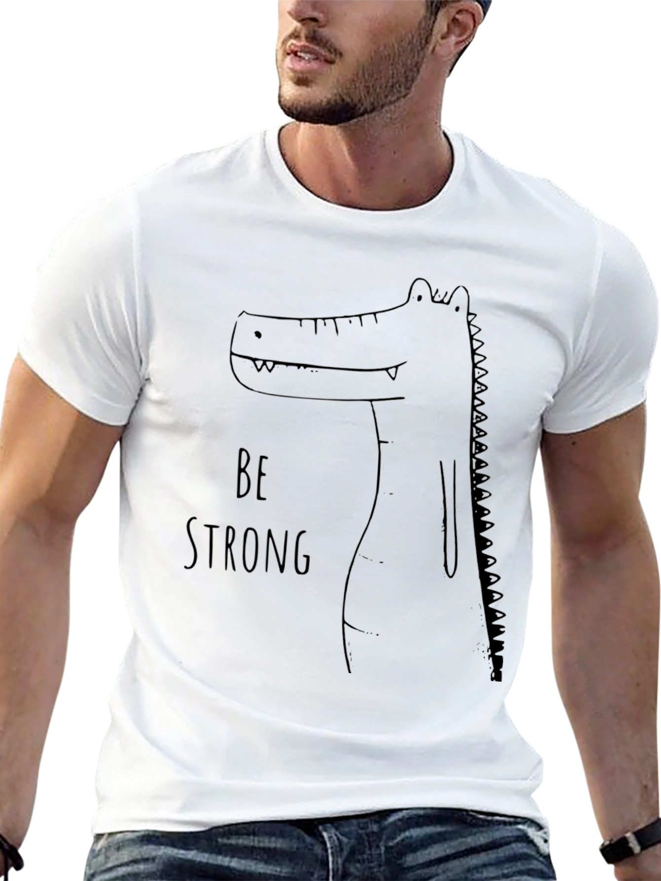 Be Strong Crocodile Graphic Tee - Mens Black T-Shirt