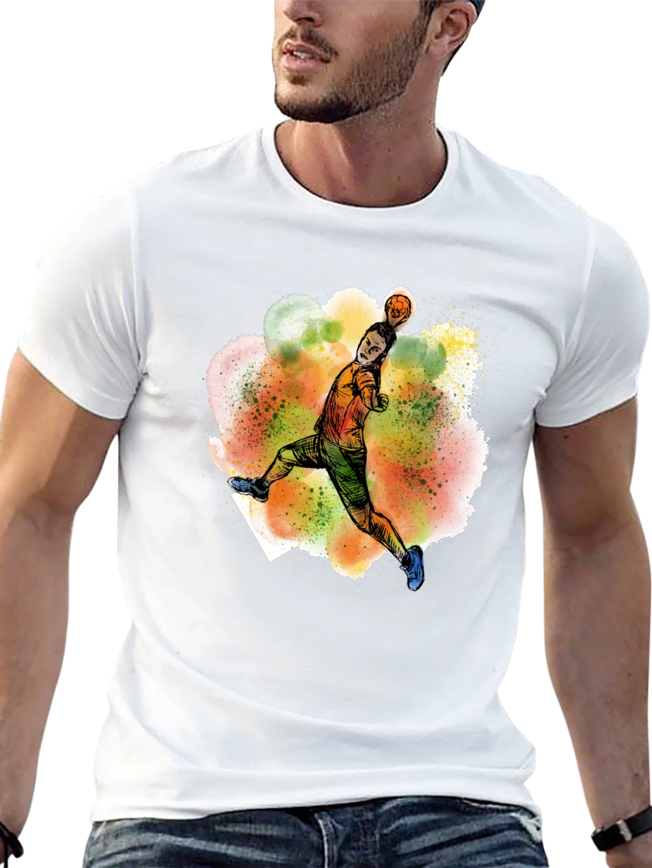 Handball Player Graphic Tee - Stylish Sportswear