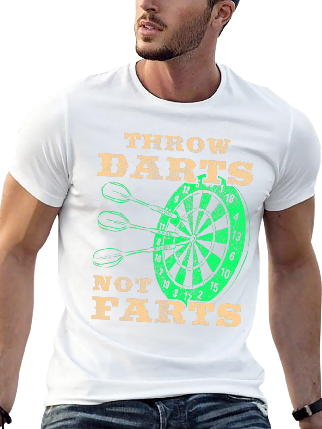 Throw Darts Not Farts Black Graphic Tee