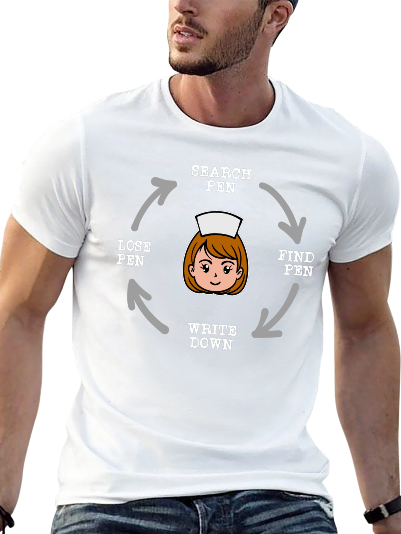 Nurse Pen Cycle Black T-Shirt