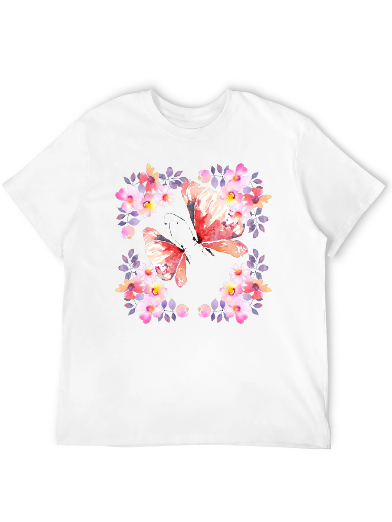 Butterfly Floral Graphic Tee - Black
