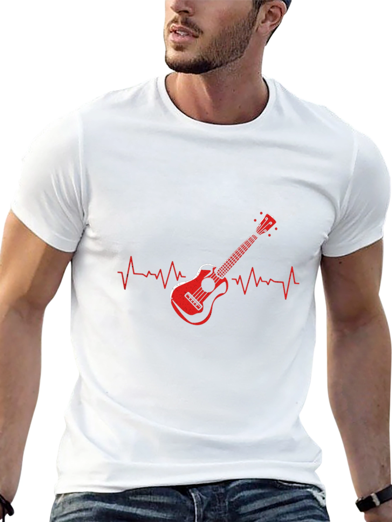 Ukulele Heartbeat Graphic Tee - Music Lover Shirt