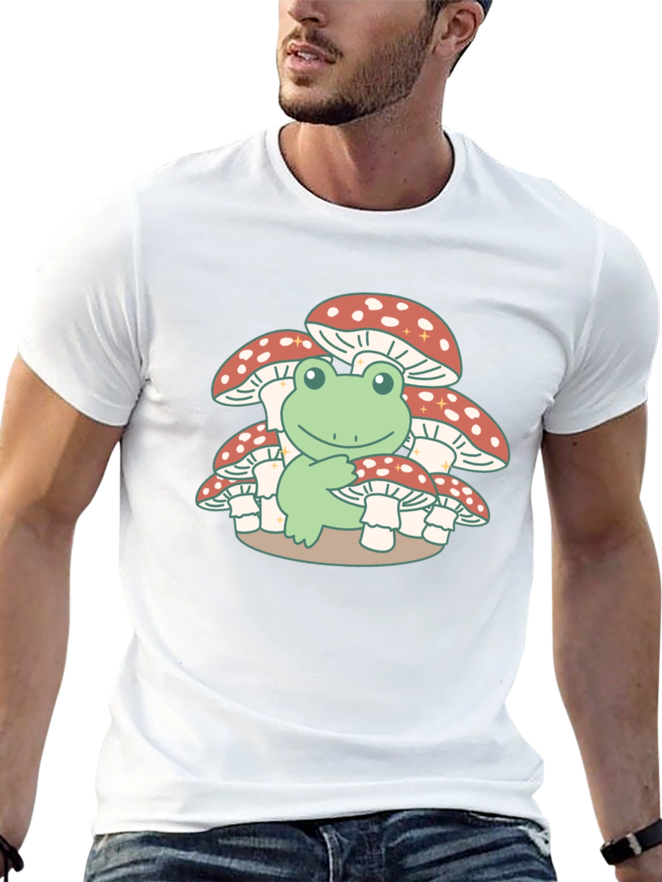 Frog on Mushrooms T-Shirt - Cute & Unique Design