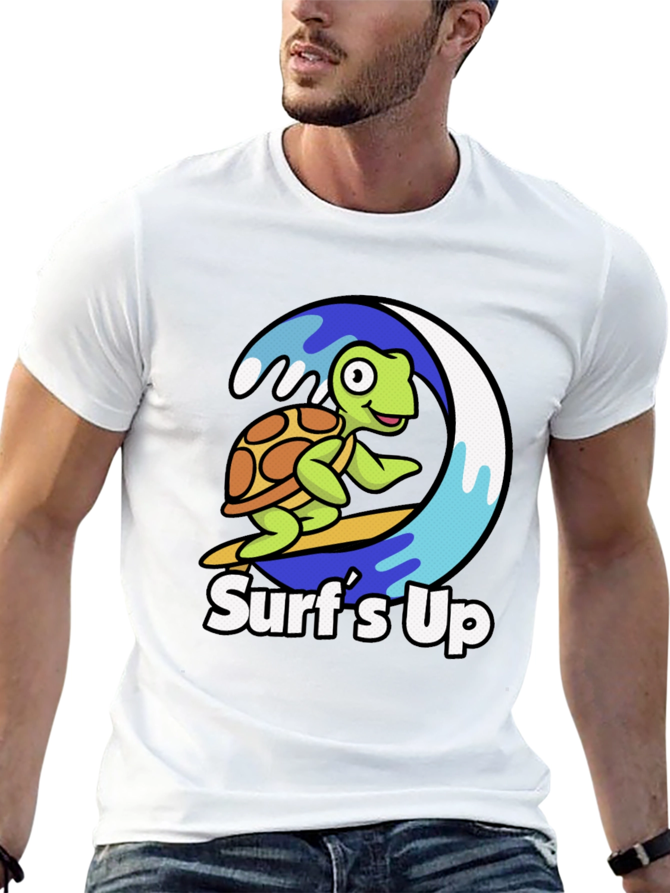 Surfs Up Turtle Graphic T-Shirt