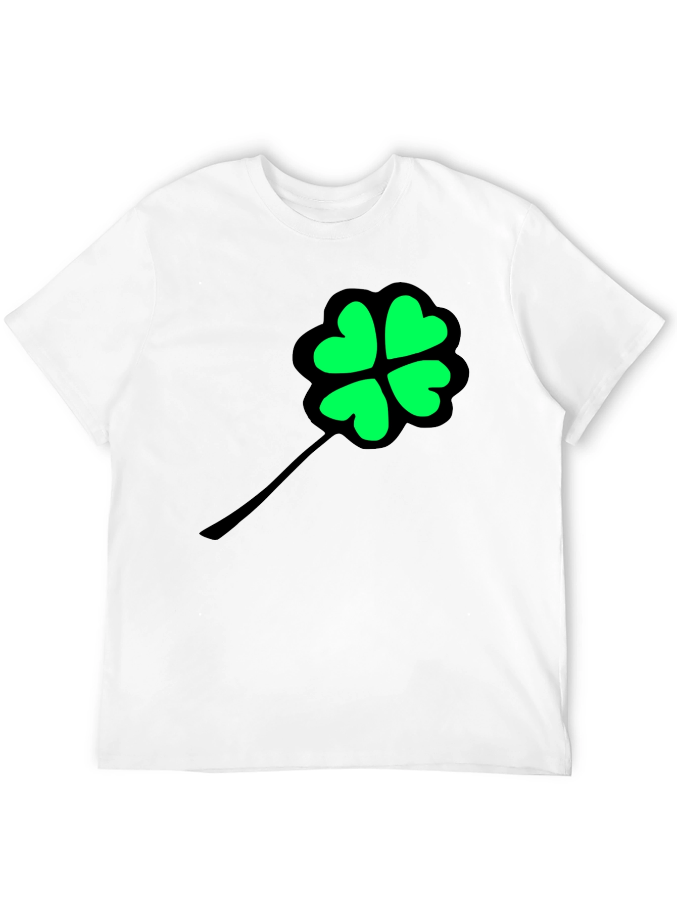 Lucky Clover Graphic Tee - Black Cotton T-Shirt