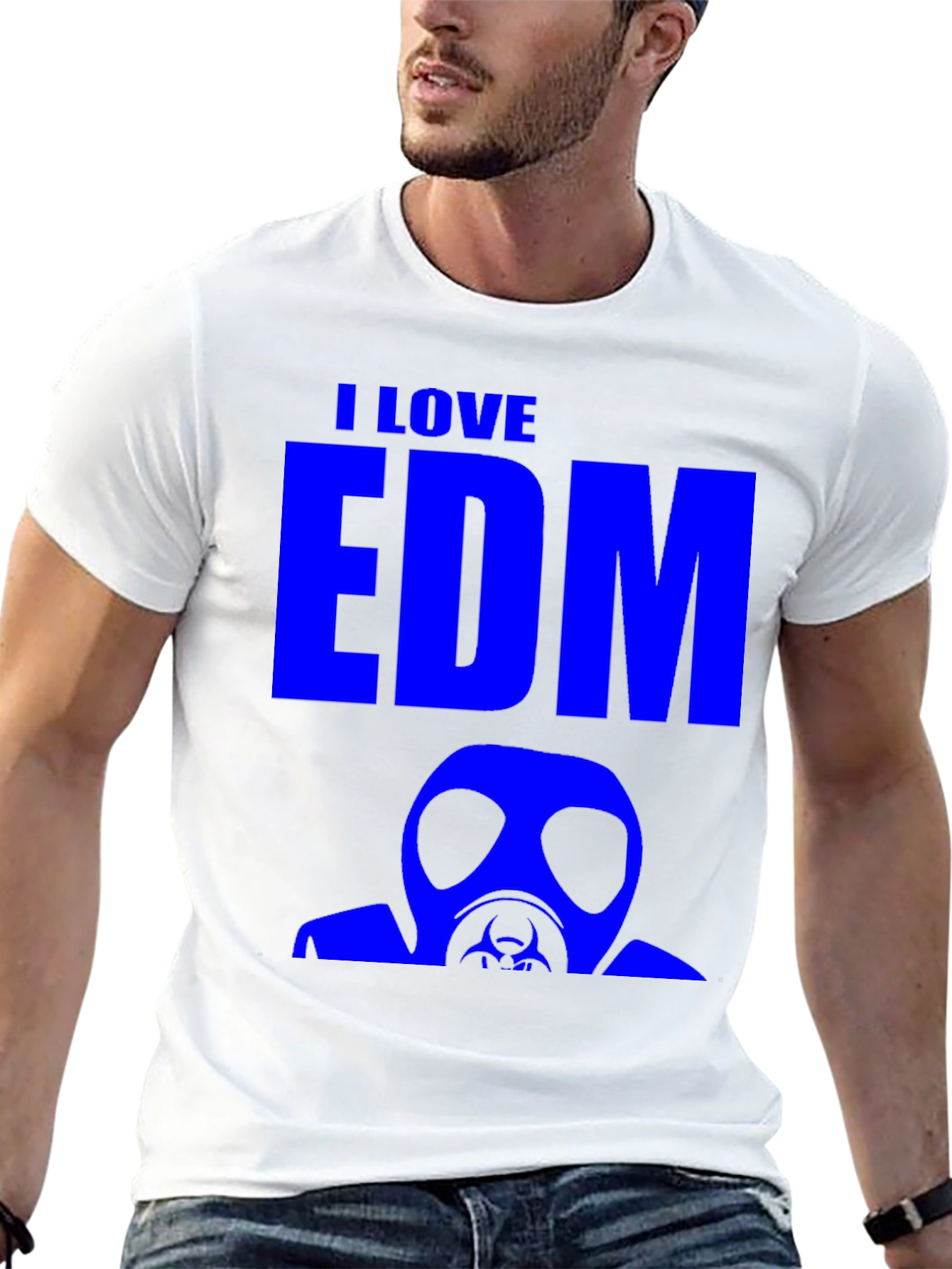 I Love EDM Gas Mask Graphic T-Shirt - Black