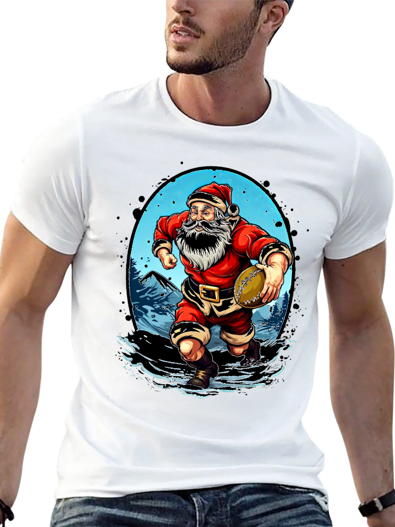 Santa Rugby T-Shirt - Christmas Sports Tee