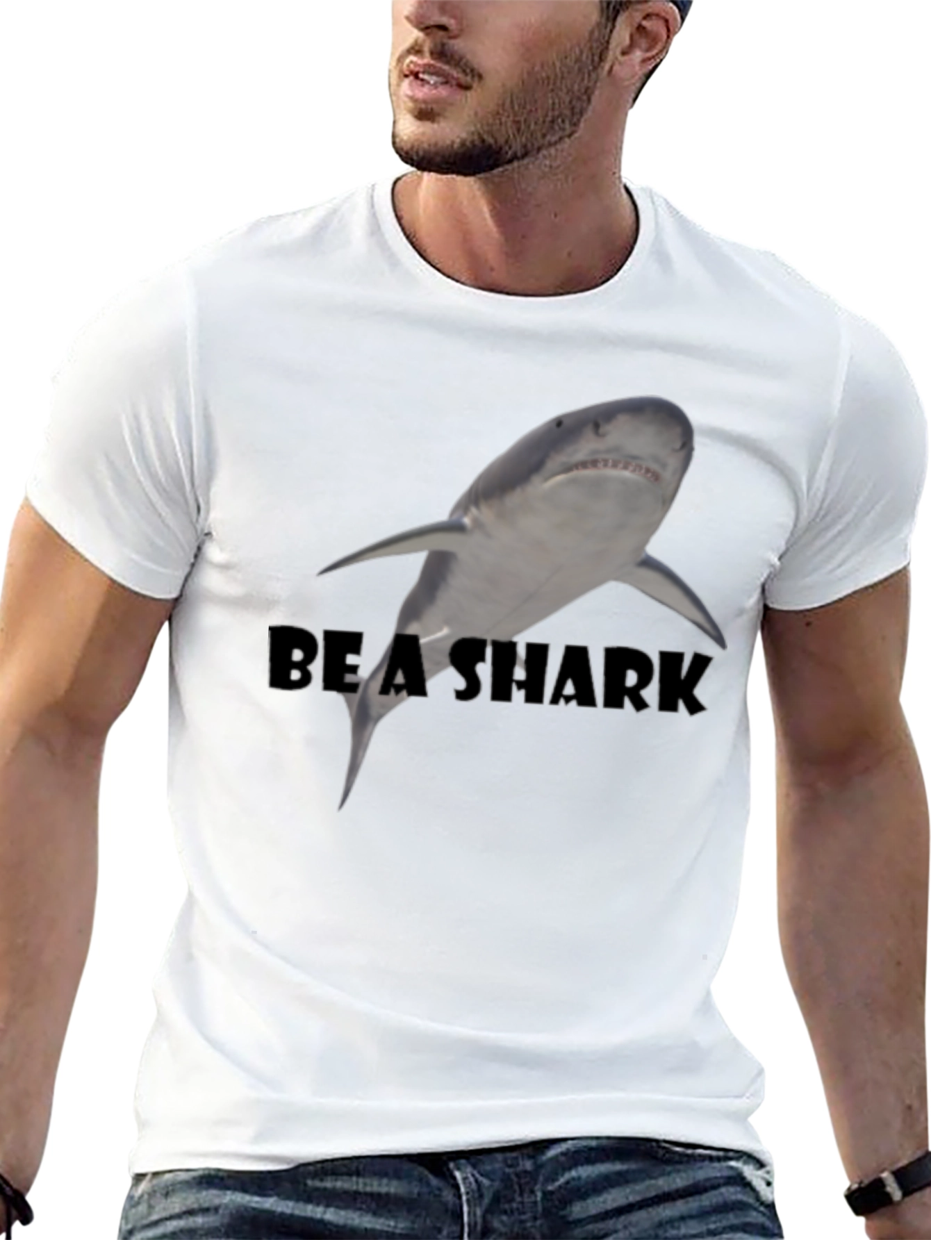 Be A Shark Black Graphic Tee - Mens Fashion