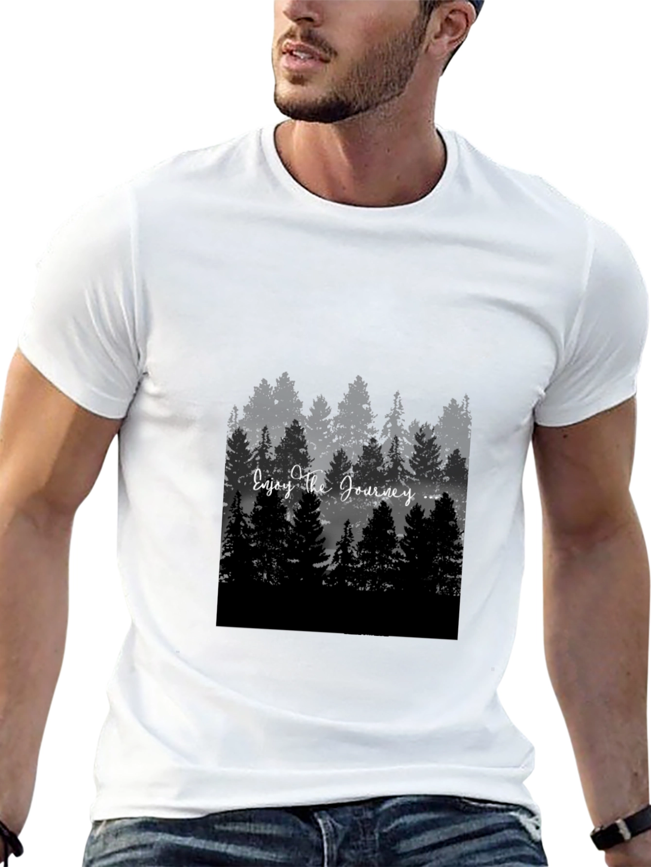Enjoy The Journey Forest Graphic Black T-Shirt