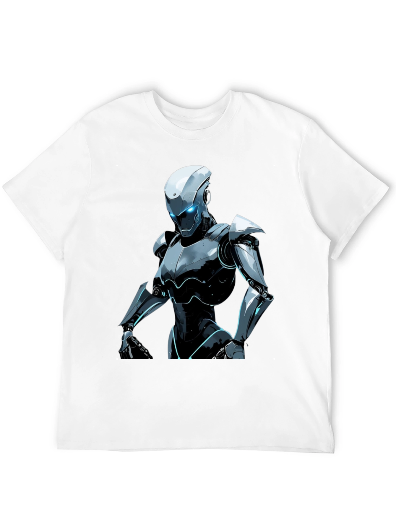 Futuristic Robot Graphic Tee - Black
