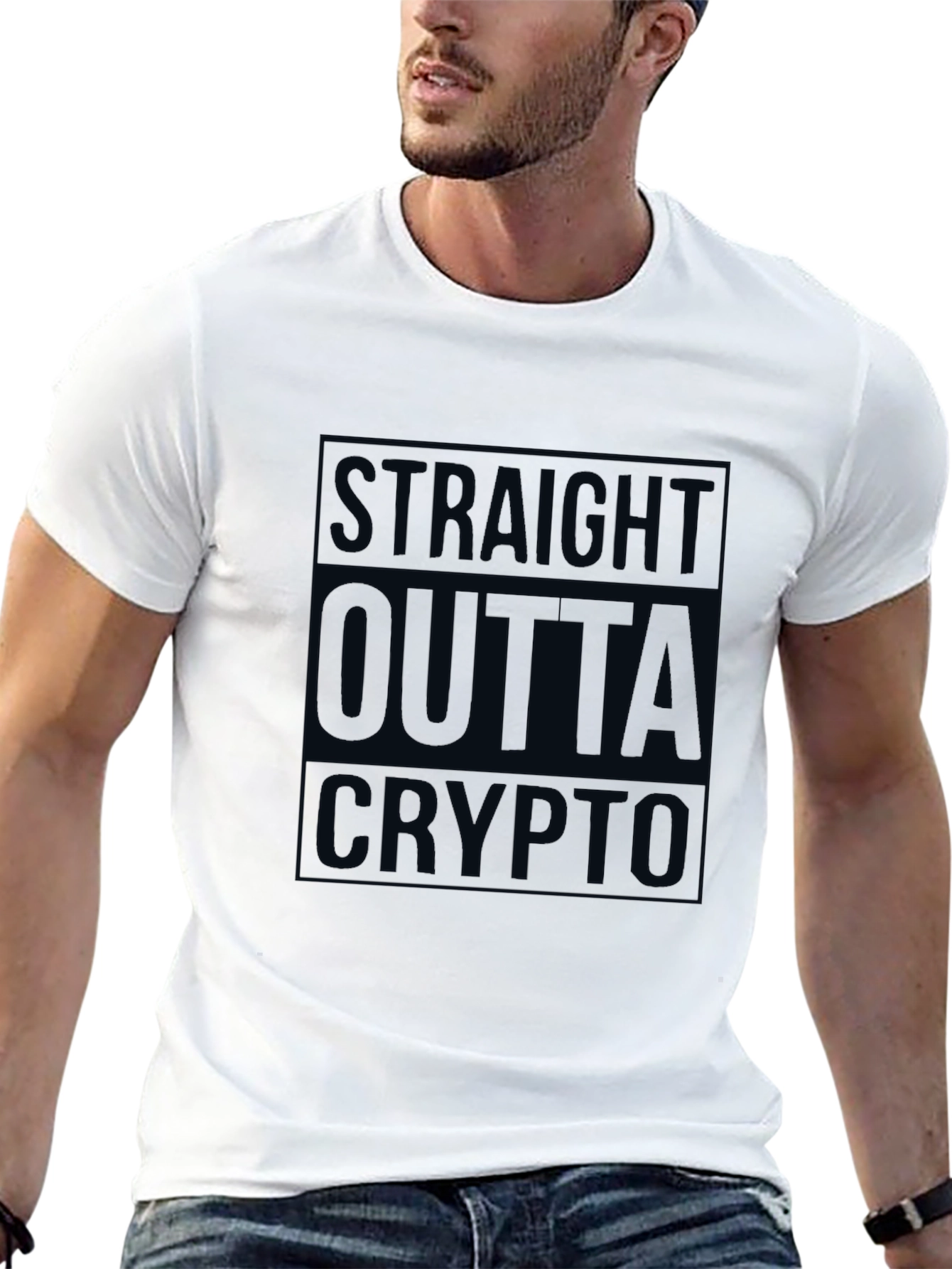 Straight Outta Crypto Mens Black T-Shirt