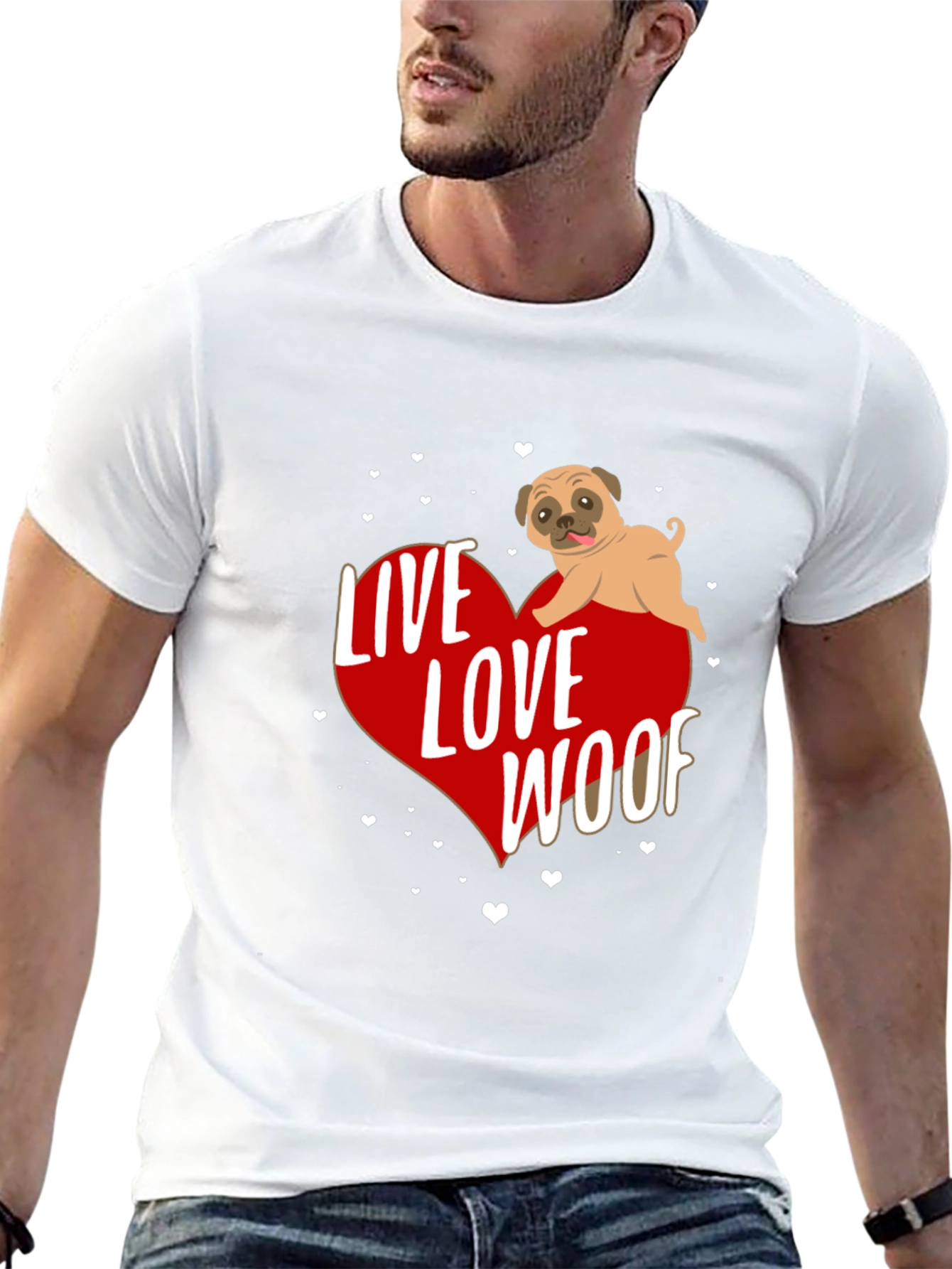 Live Love Woof Pug Graphic Tee