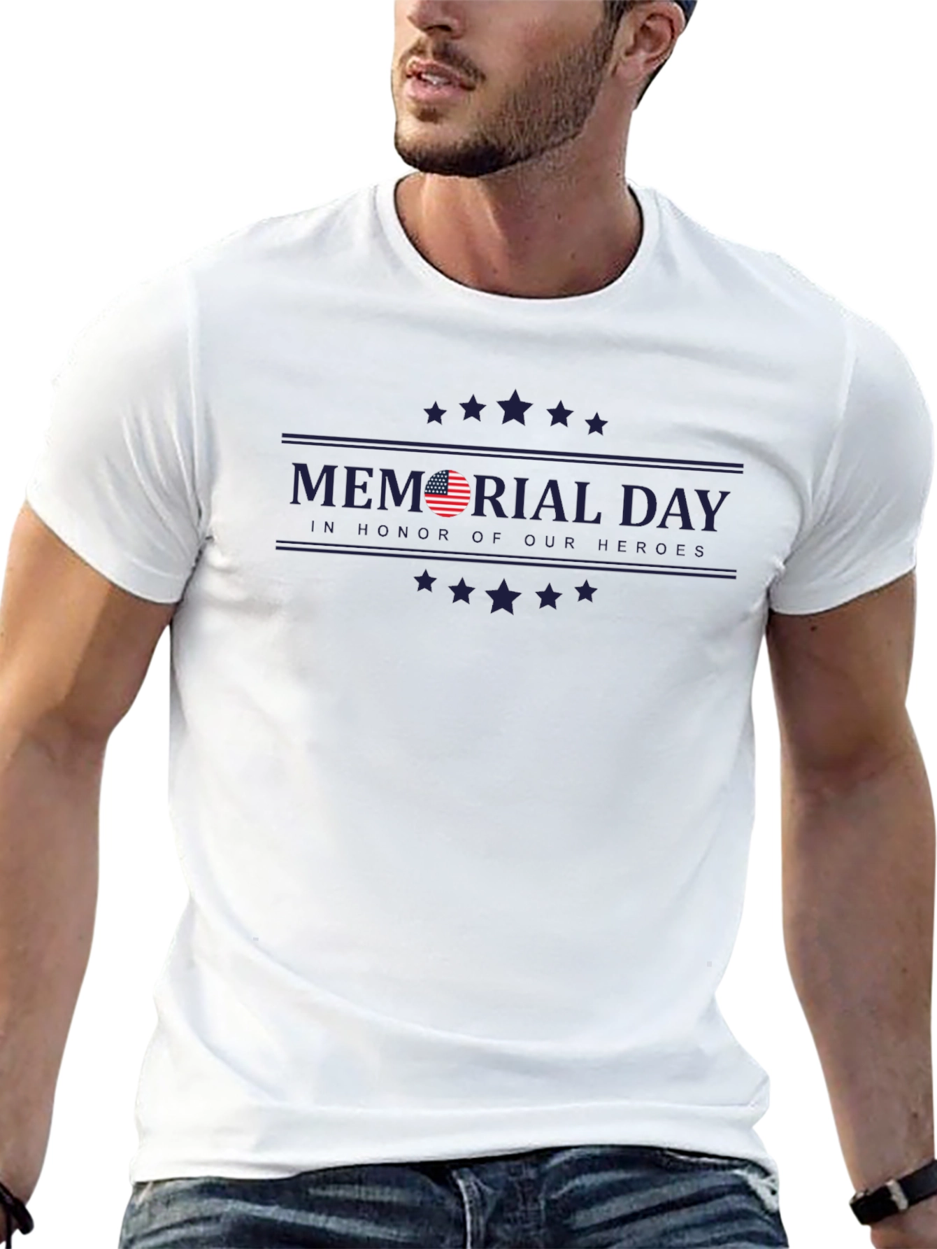 Memorial Day Graphic Print Black T-Shirt