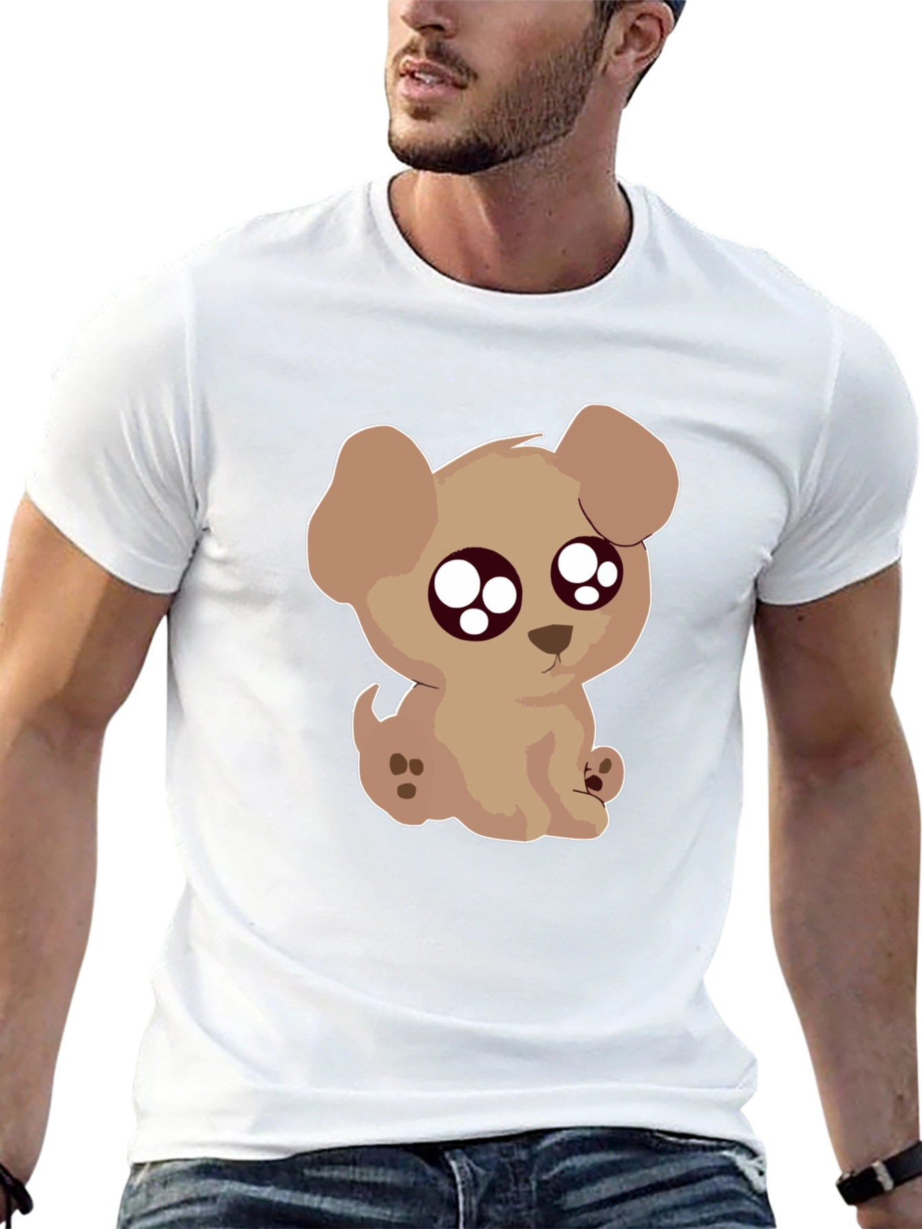 Cute Puppy Graphic Black T-Shirt