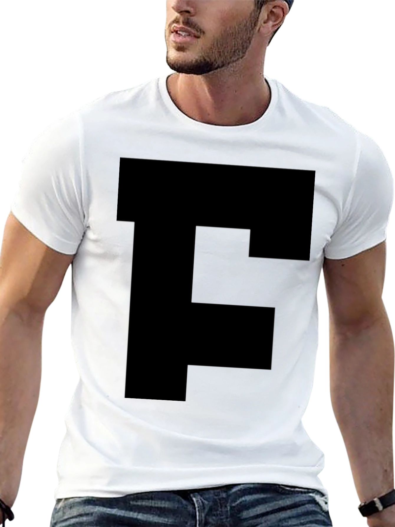 Black T-Shirt with Bold Initial Graphic