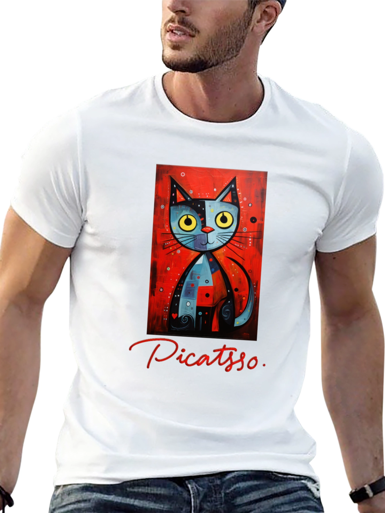 Picatso Cat Graphic T-Shirt - Artistic Novelty Tee