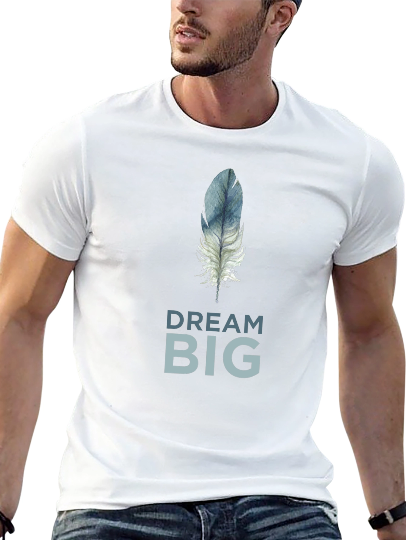 Dream Big Feather Graphic T-Shirt - Soft Cotton Tee