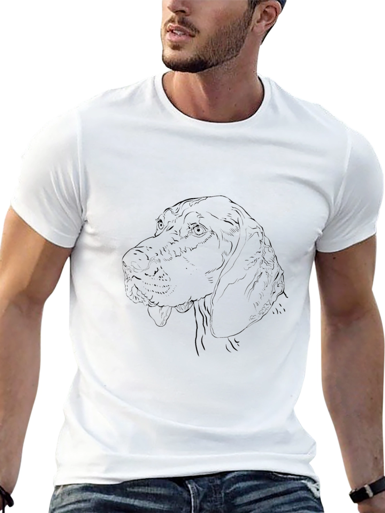 Mens Black T-Shirt with Dog Portrait