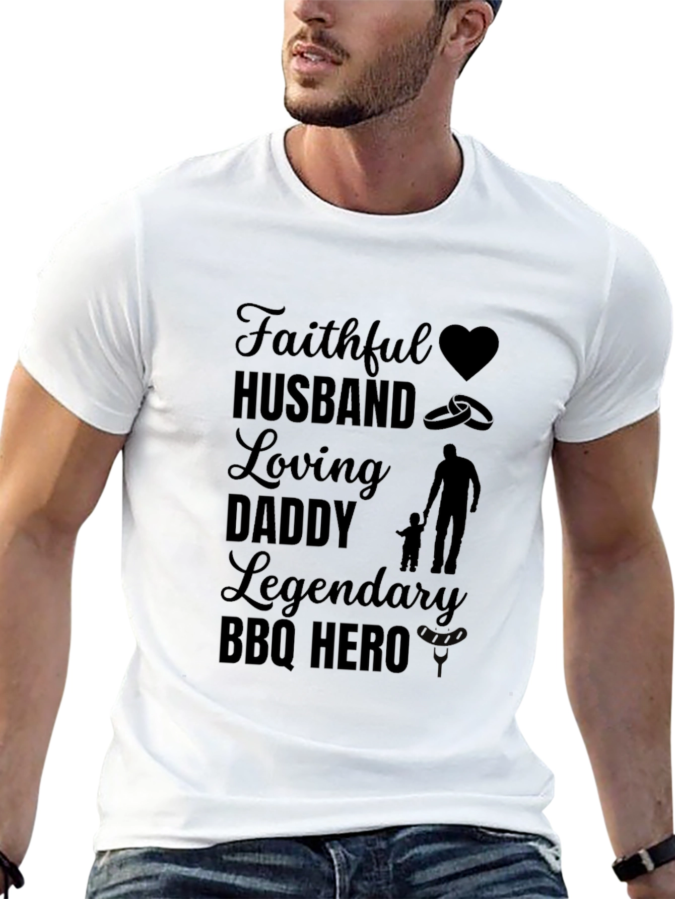 Faithful Husband Loving Daddy BBQ Hero Graphic Tee