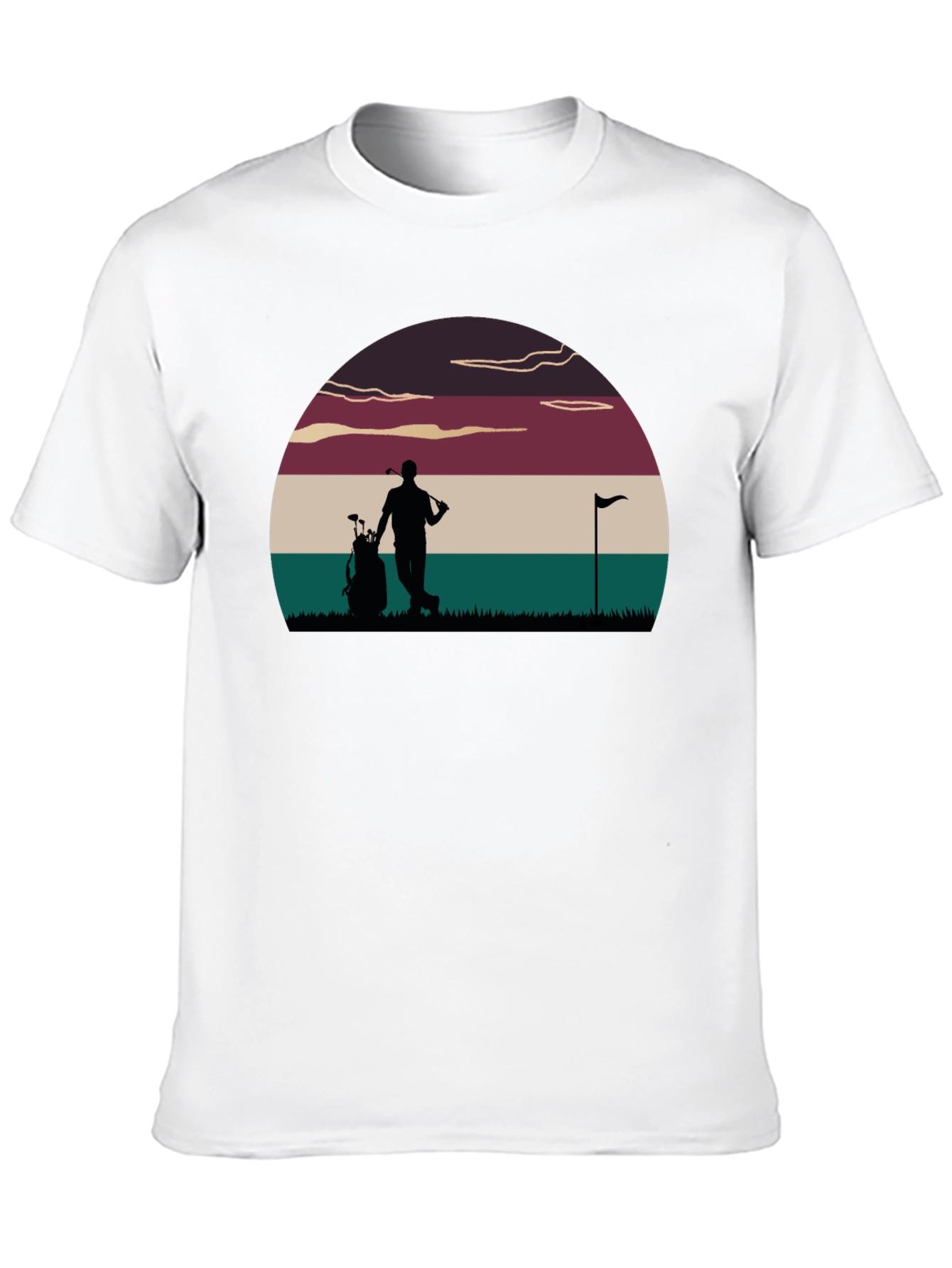 Golf Sunset Graphic Tee - Retro Style Golfer T-Shirt