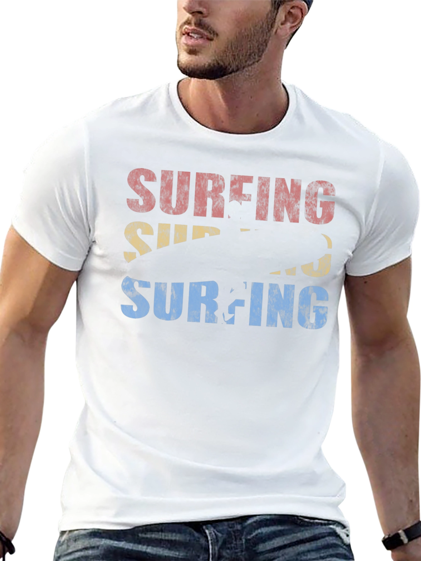 Retro Surfing Graphic Tee - Black