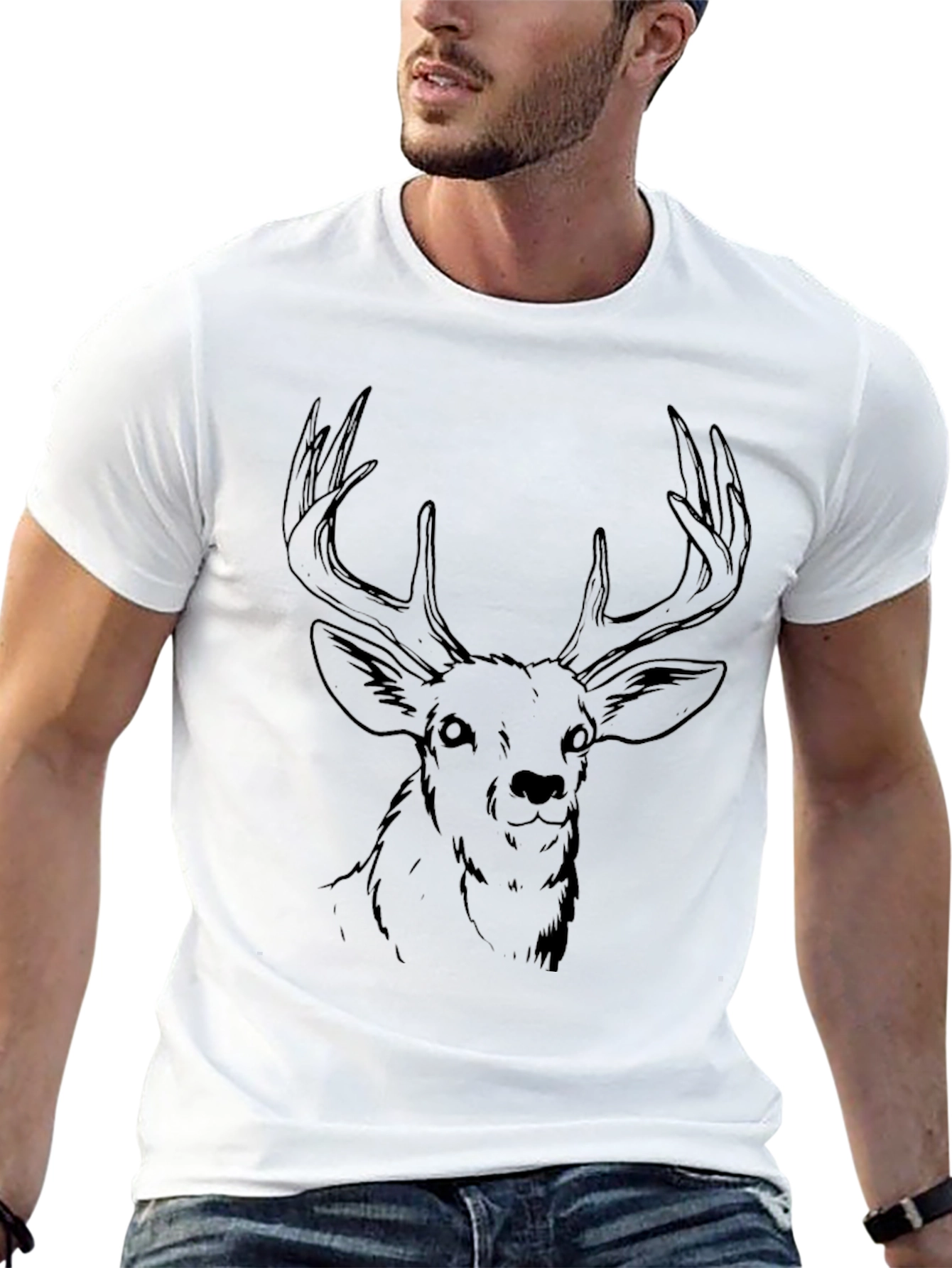 Black Deer Graphic Tee - Mens Casual Shirt