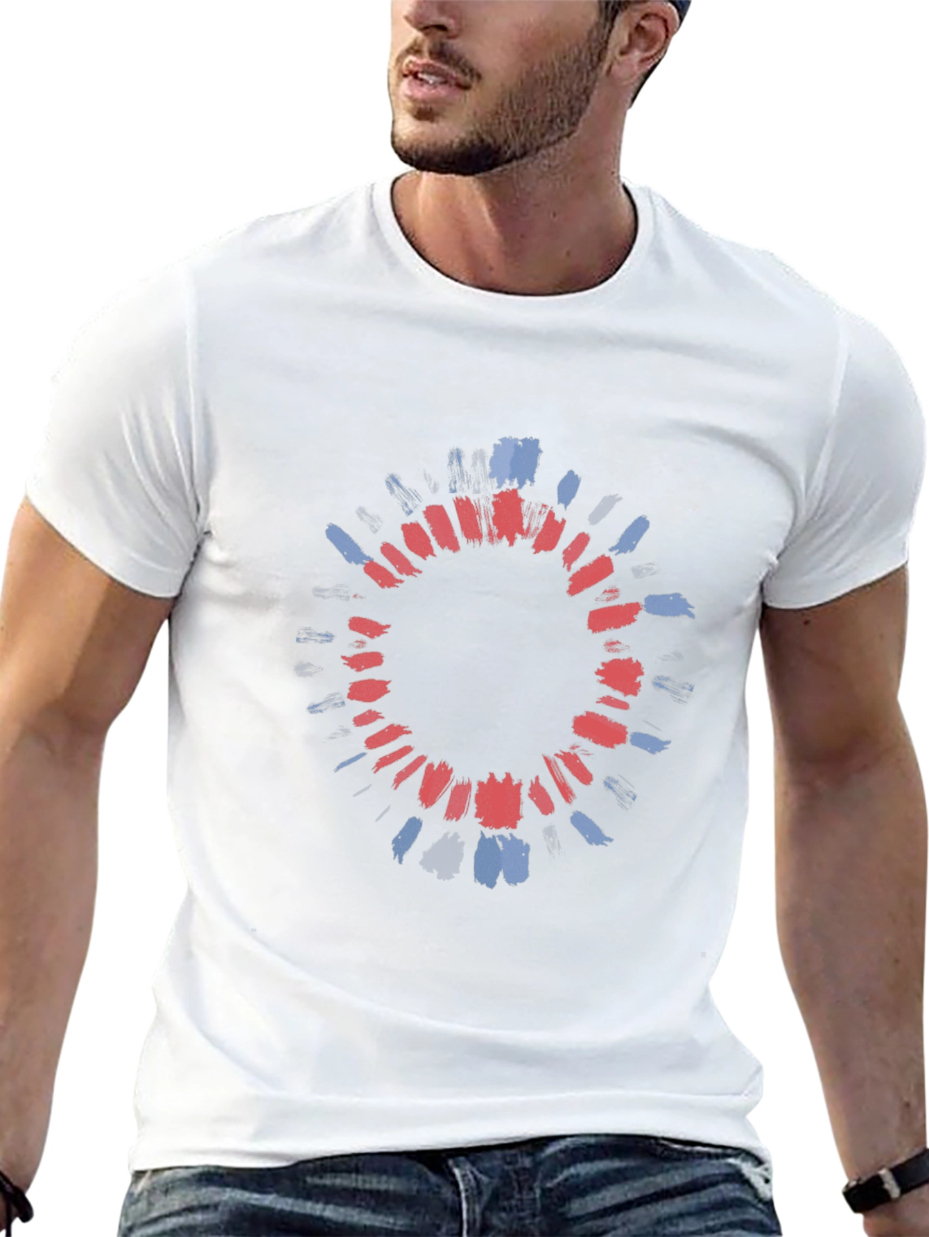 Abstract Brush Stroke Circle Graphic Black Tee