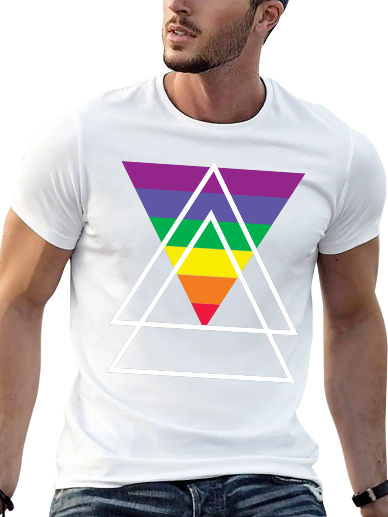 Rainbow Triangle Graphic Tee - Stylish Casual Wear