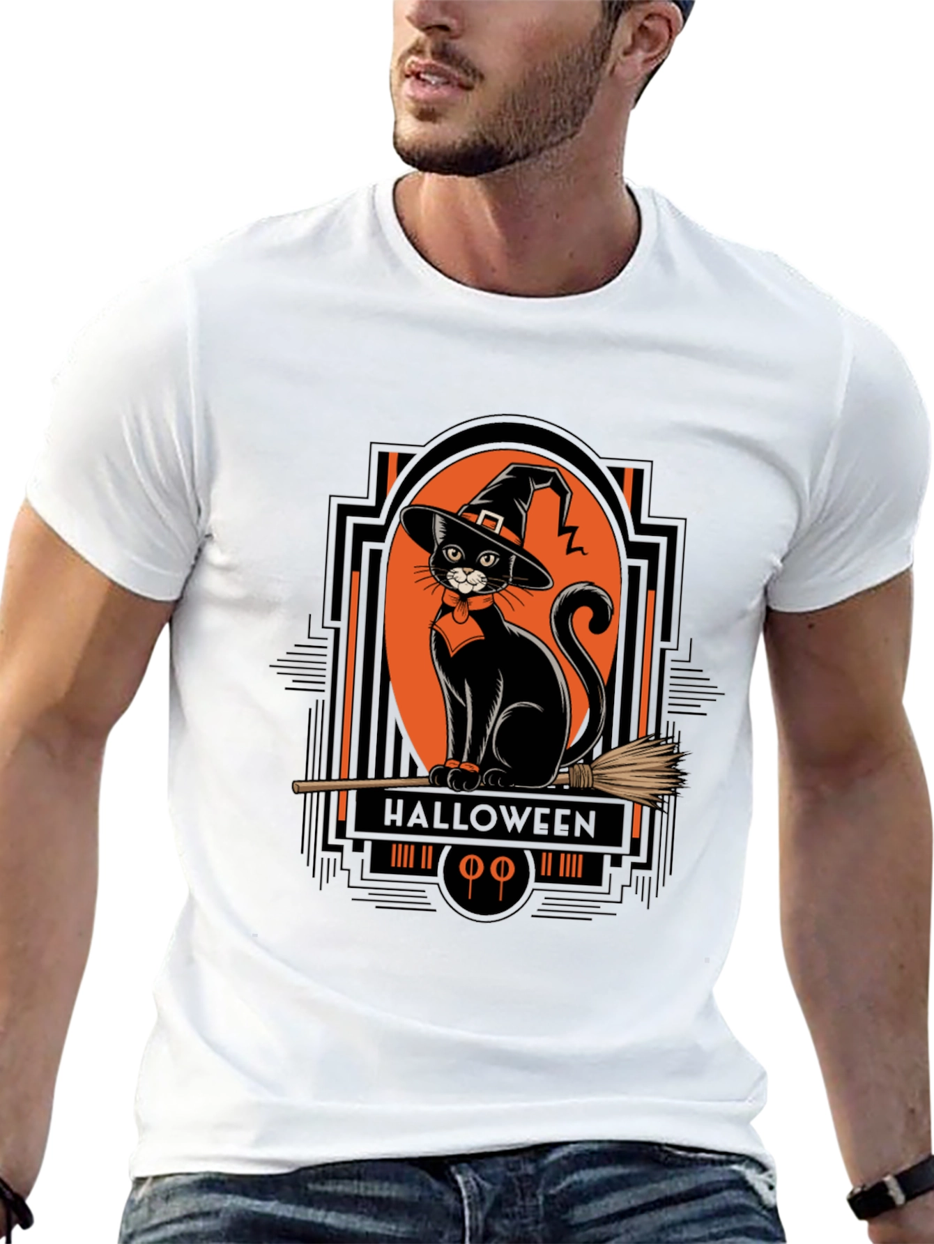 Halloween Black Cat Witch T-Shirt