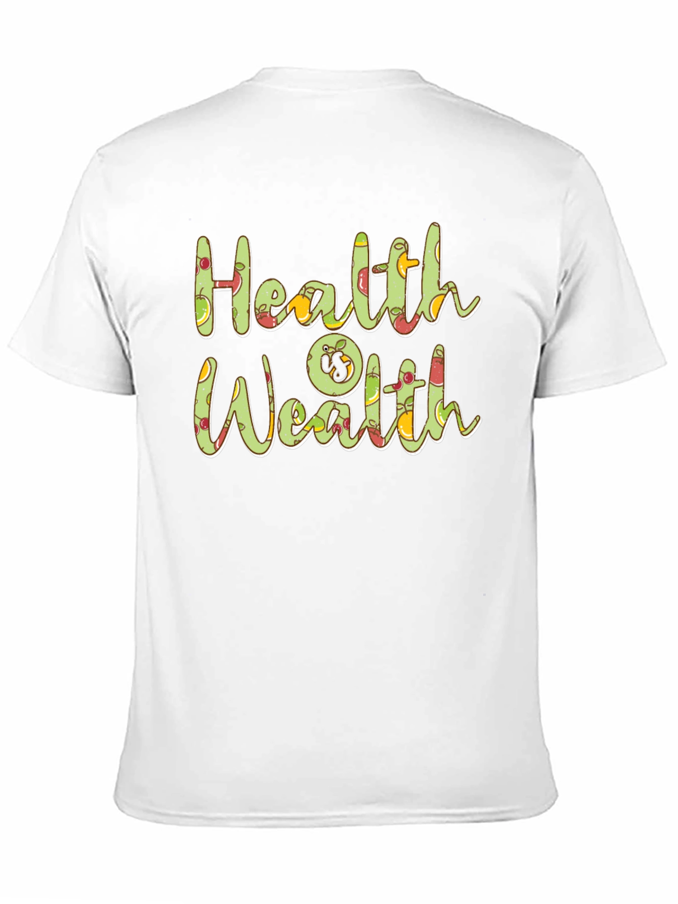 Health is Wealth Fruit Graphic Black T-Shirt