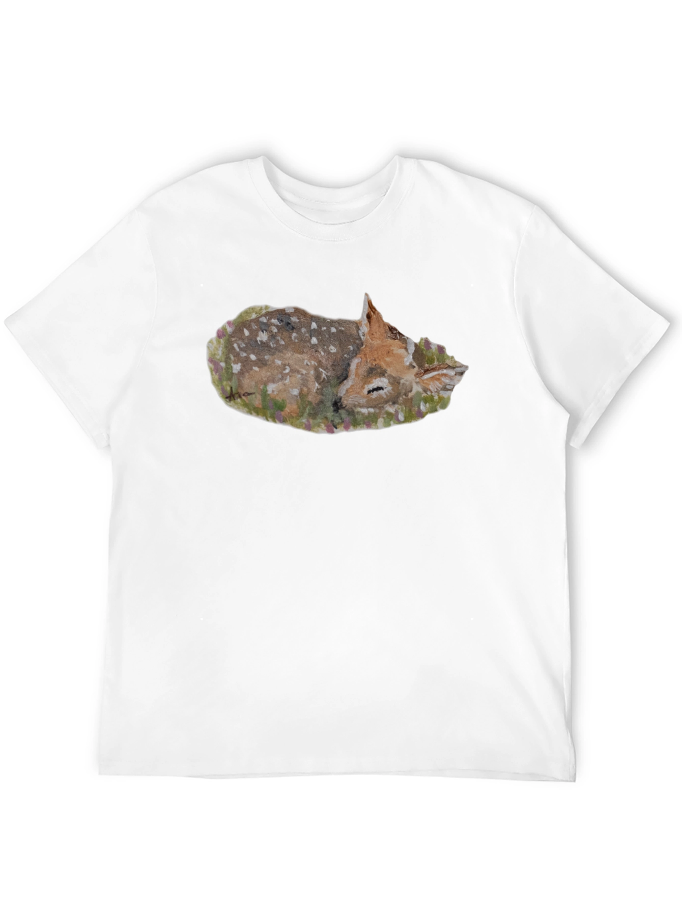 Sleeping Fawn Graphic Tee - Unisex Black T-Shirt