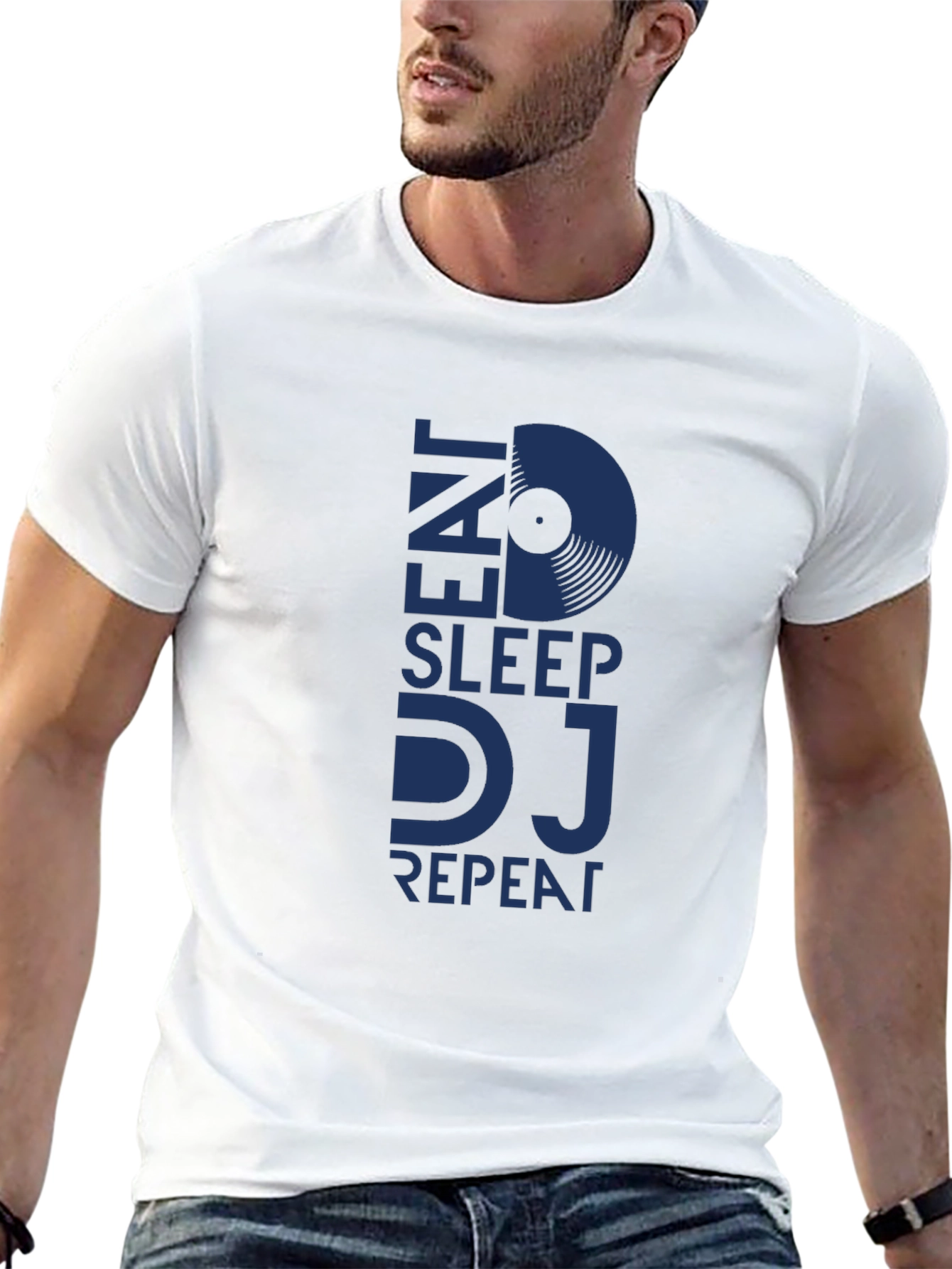 Eat Sleep DJ Repeat Black Graphic T-Shirt