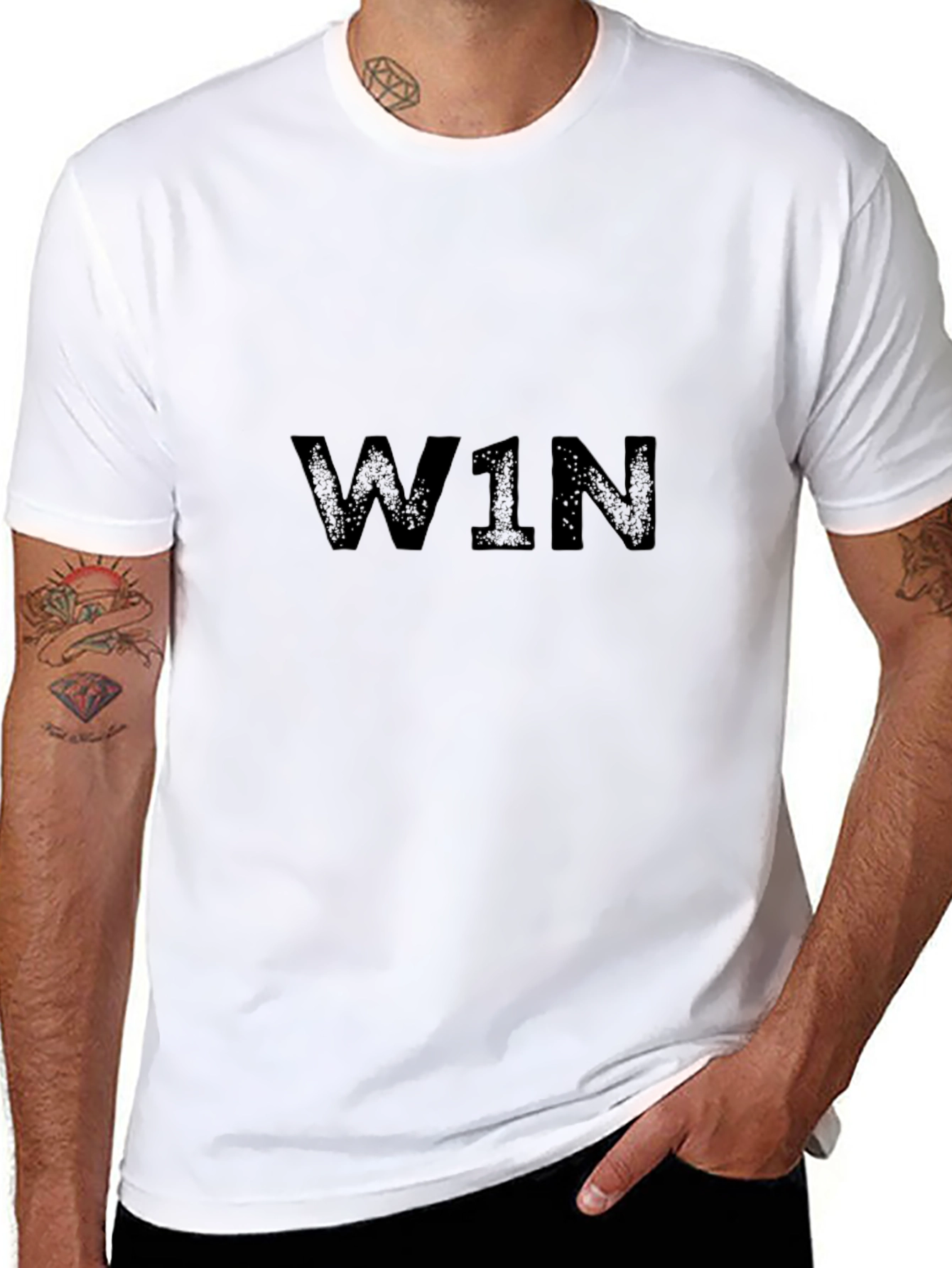 W1N Graphic Print Black T-Shirt | Casual Wear