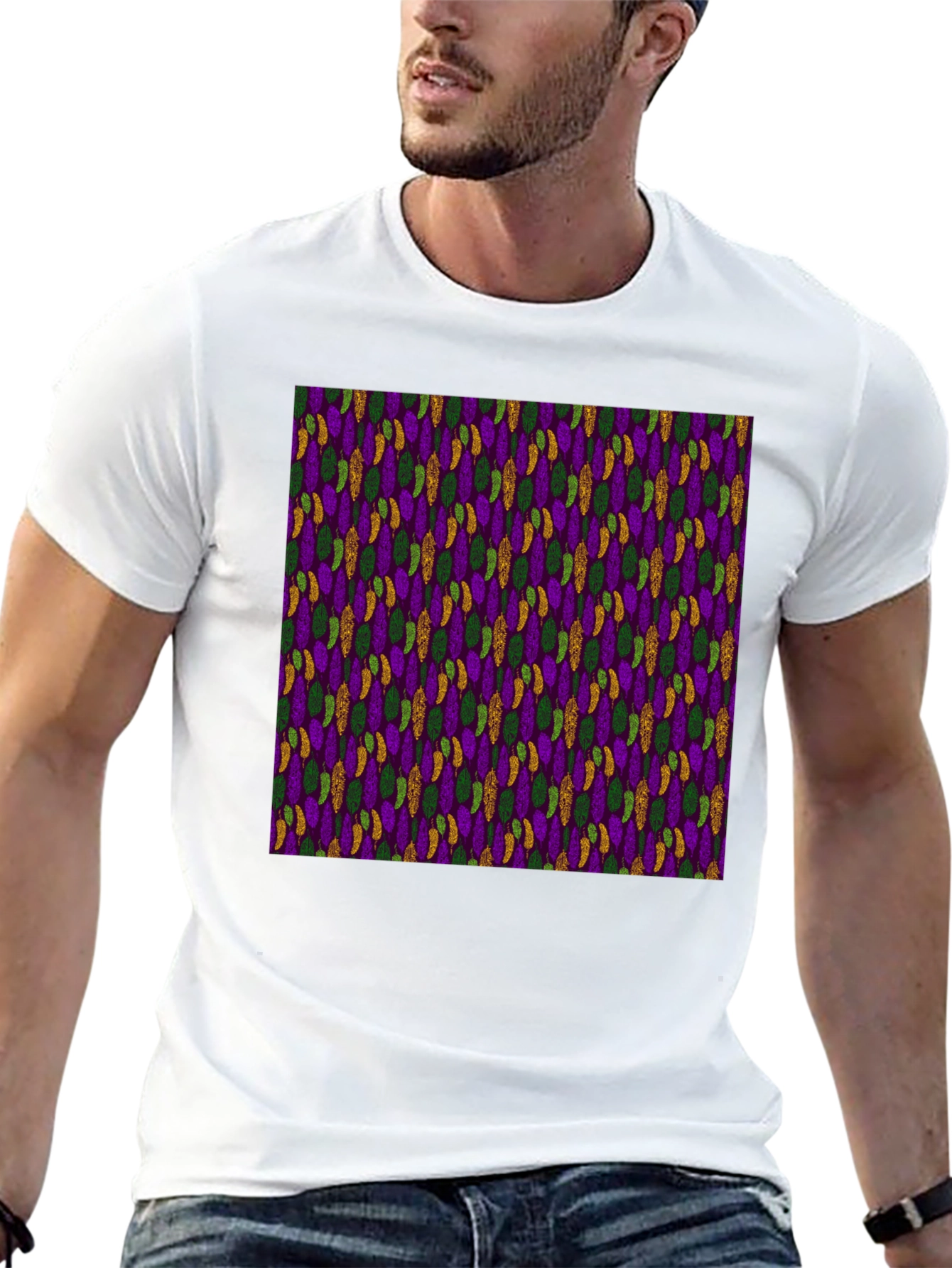 Mardi Gras Pattern Black Tee