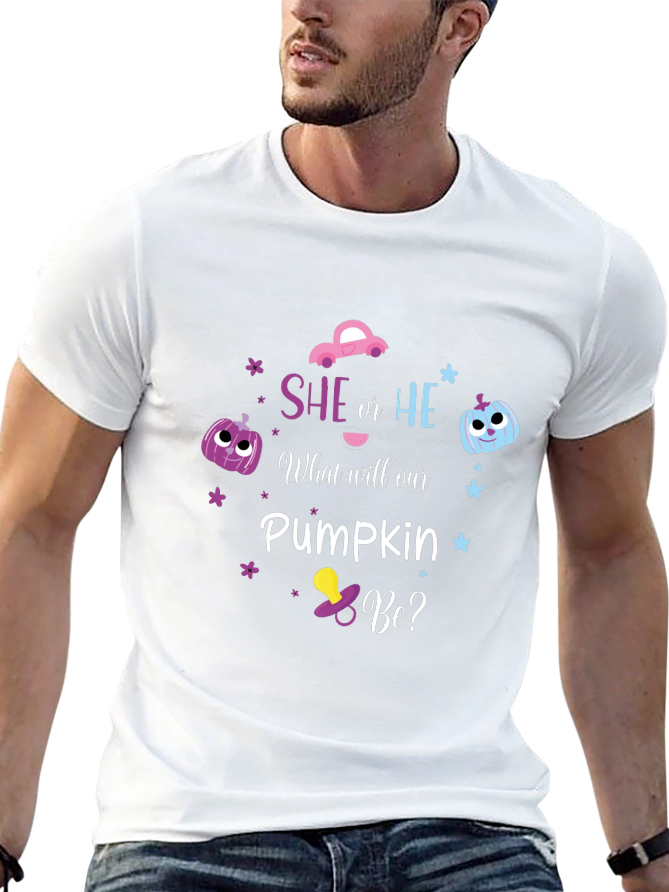 She or He Pumpkin Gender Reveal T-Shirt