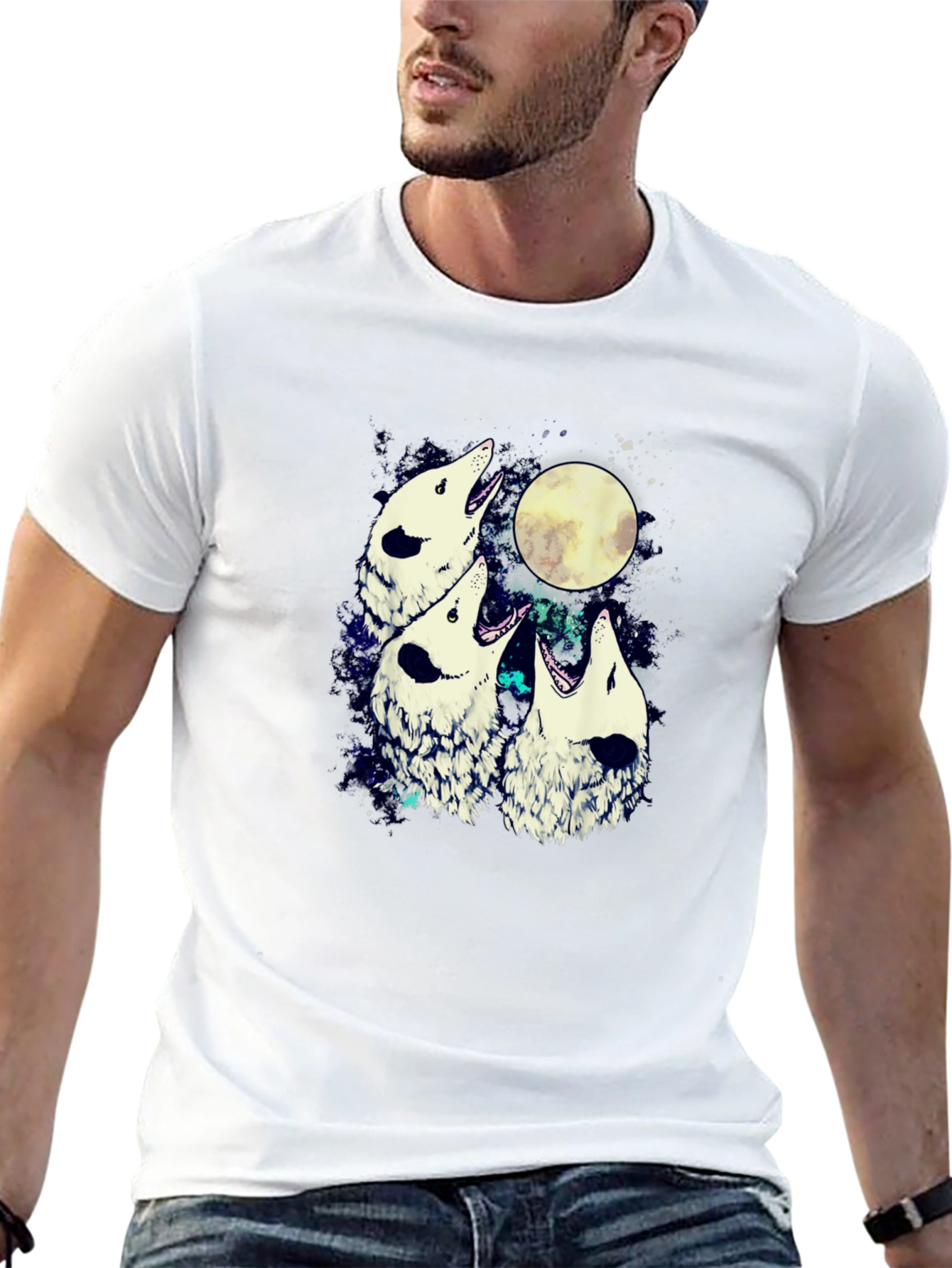Wolf Moon Mens Graphic T-Shirt