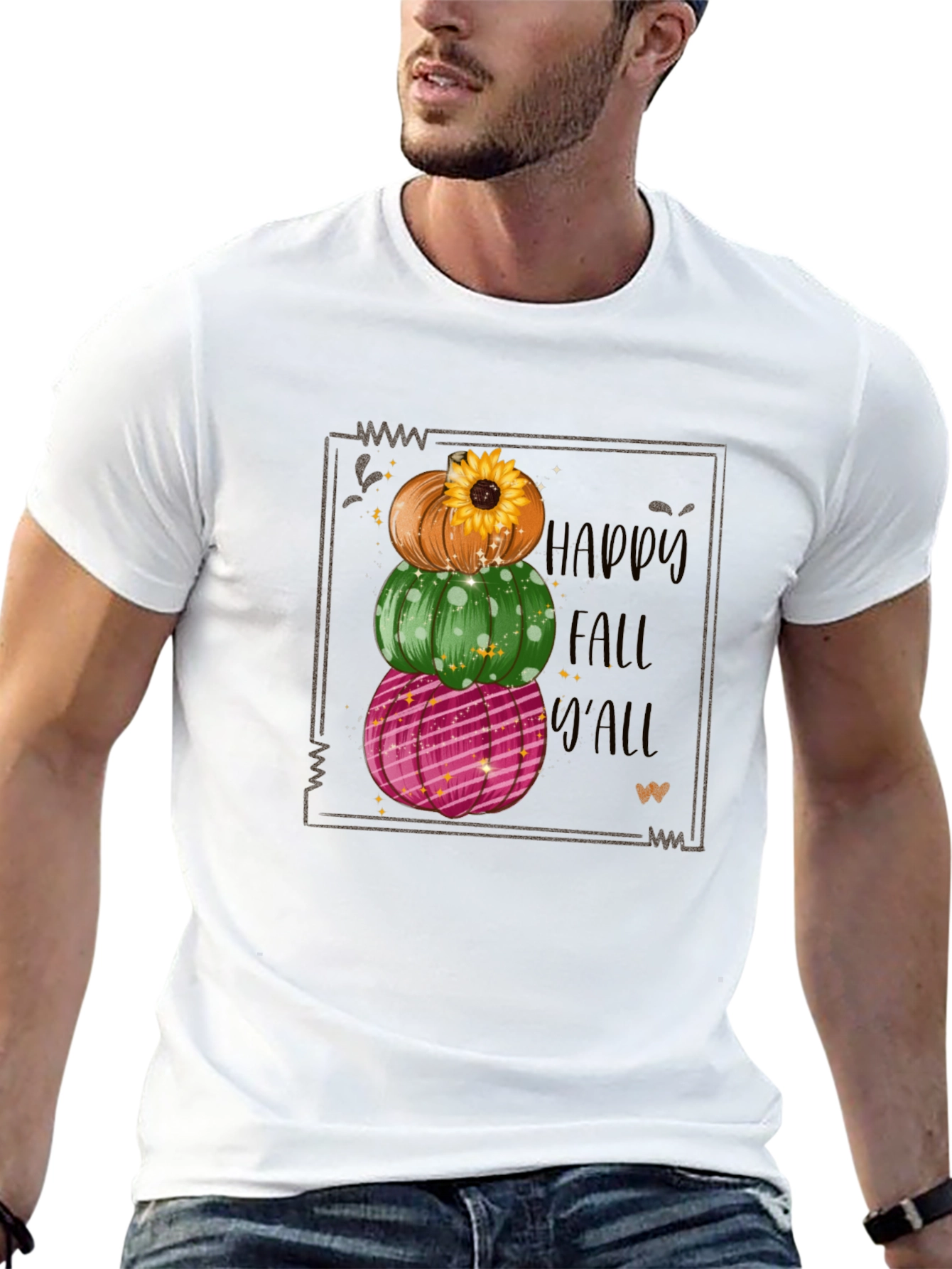 Happy Fall Yall Stacked Pumpkin T-Shirt