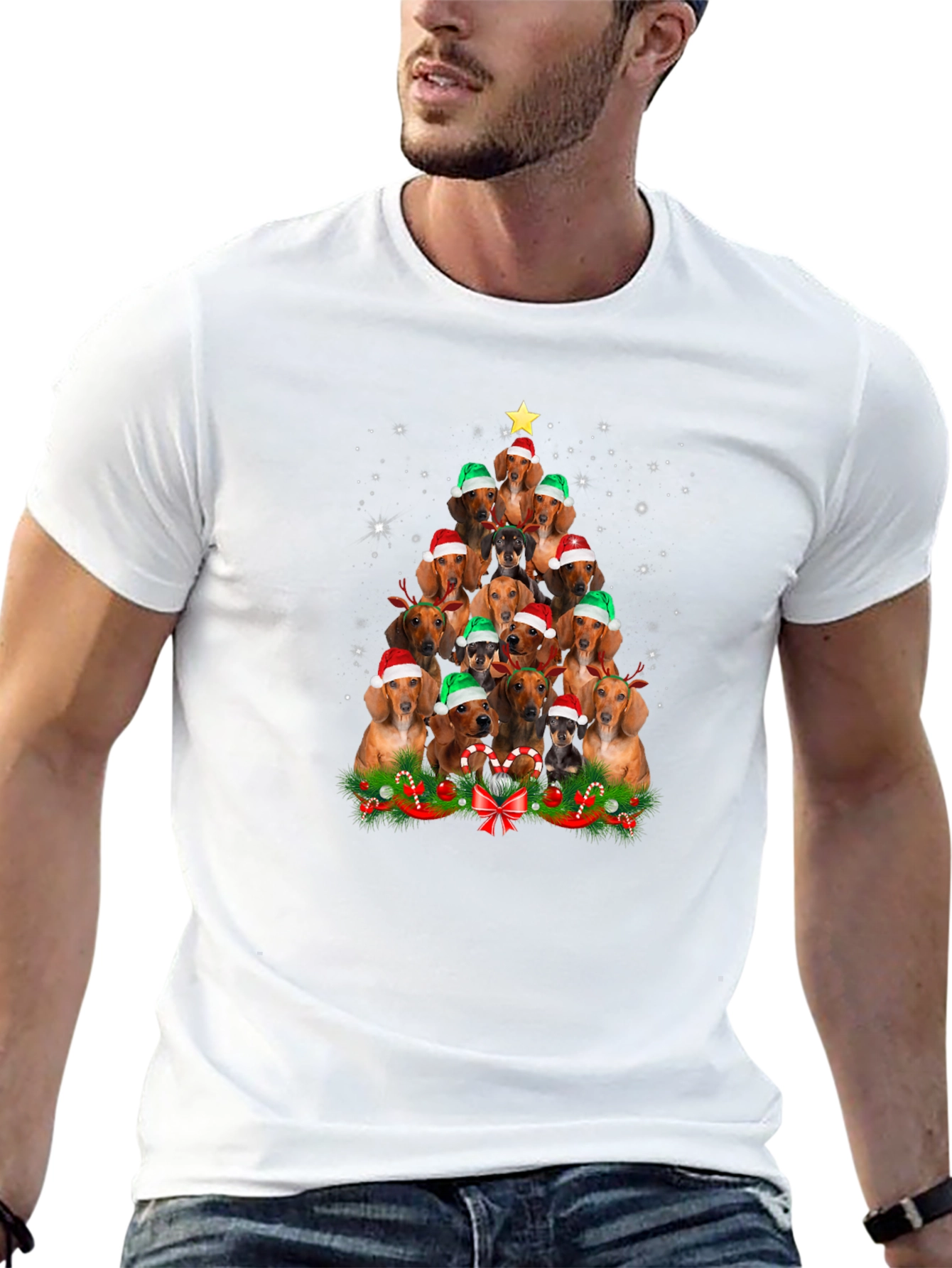 Dachshund Christmas Tree Graphic Tee