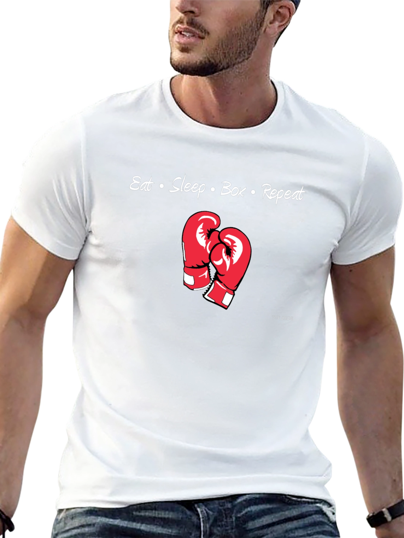 Eat Sleep Box Repeat Boxing Gloves Graphic T-Shirt