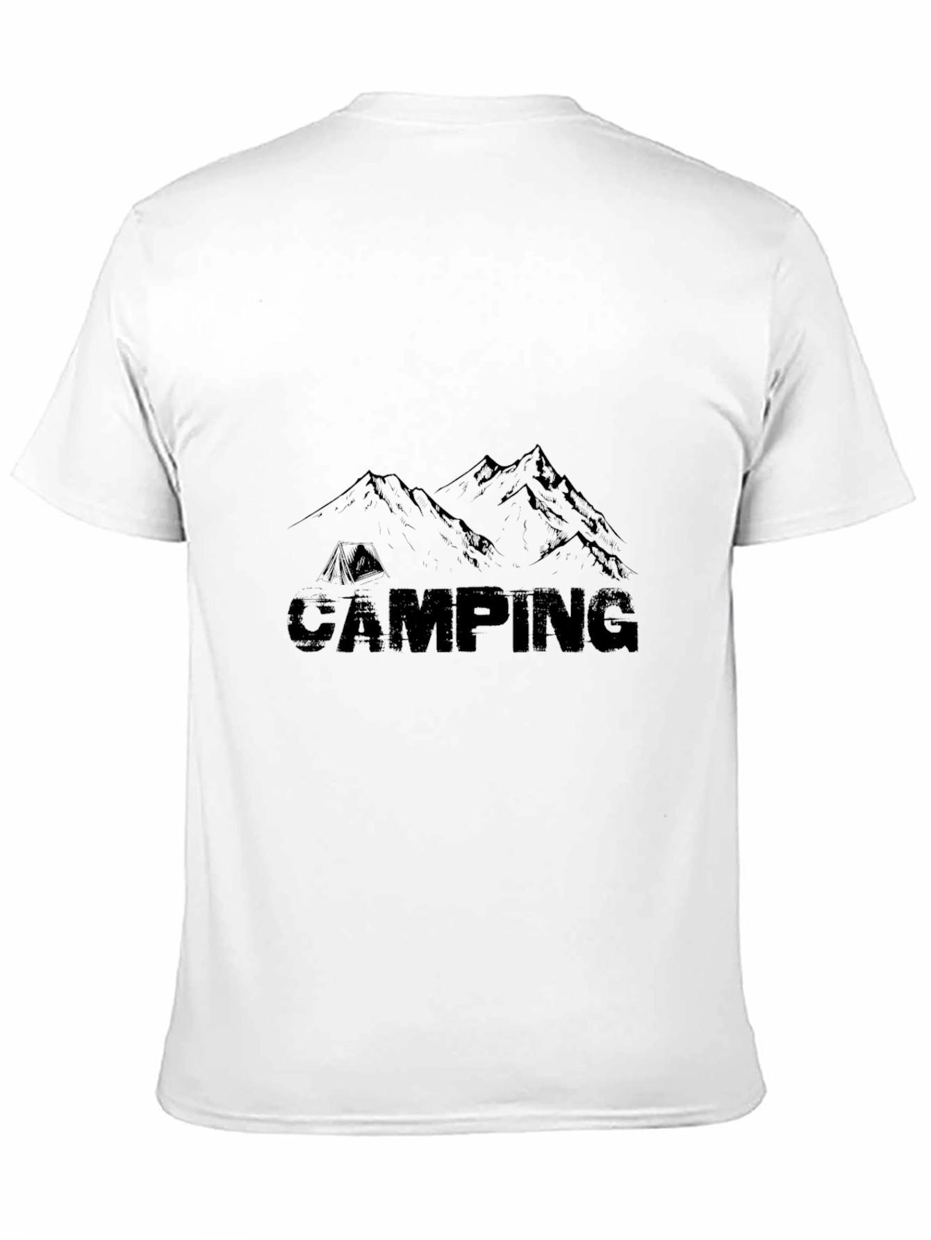 Camping Graphic Print T-Shirt - Black