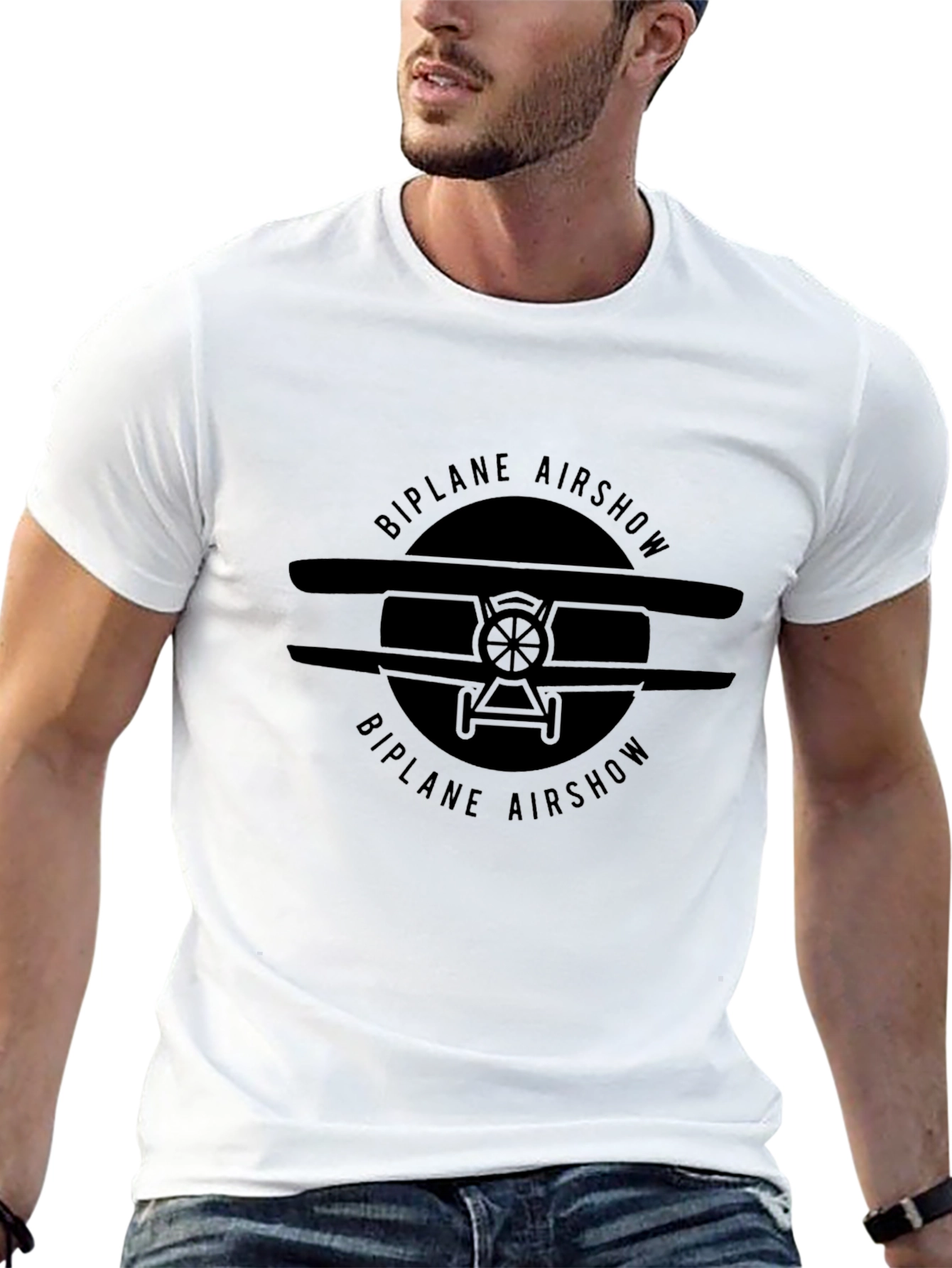 Biplane Airshow Graphic T-Shirt - Classic Aviation Tee